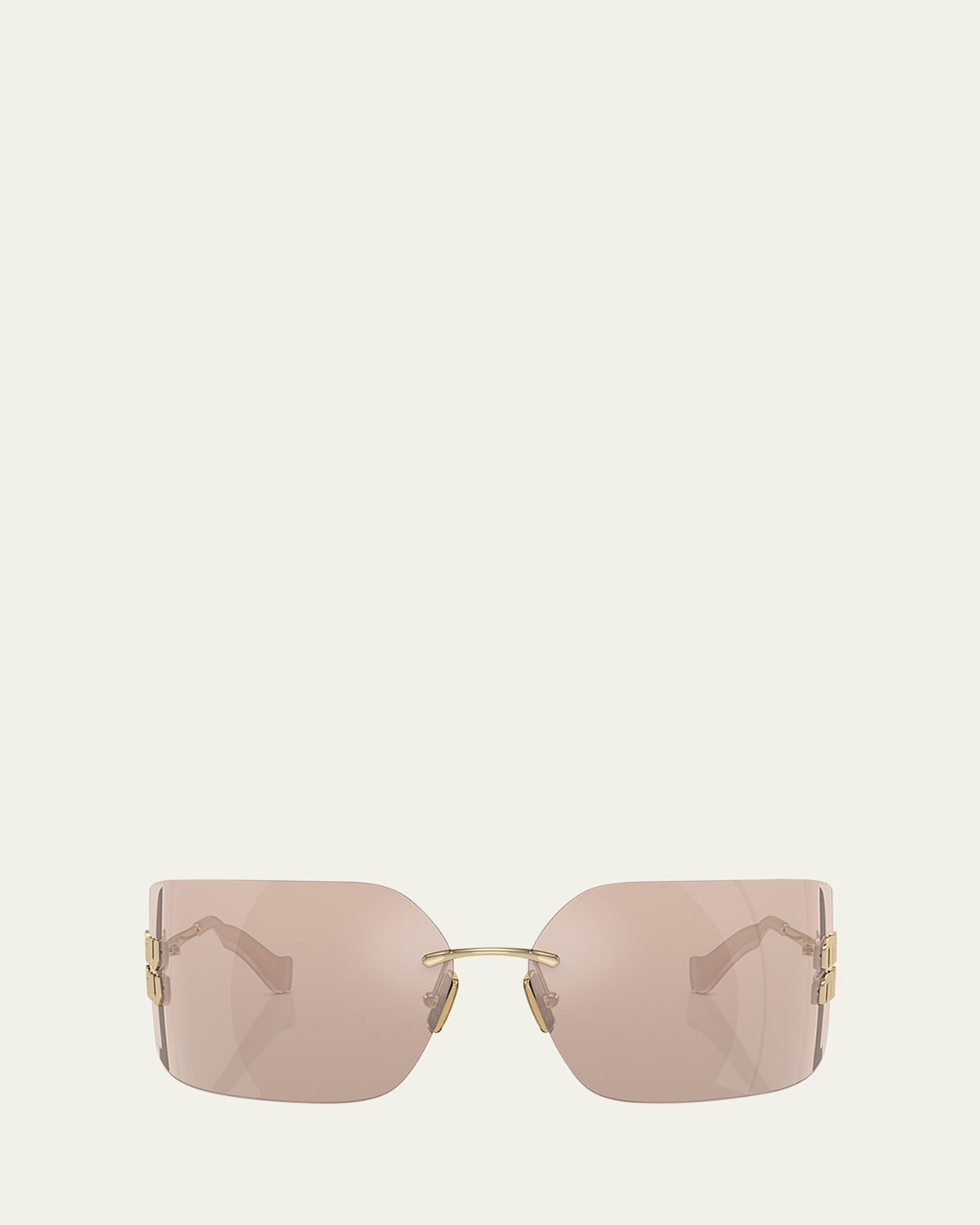 Miu Miu Eyewear Rectangular Frame Sunglasses In Pale Gold