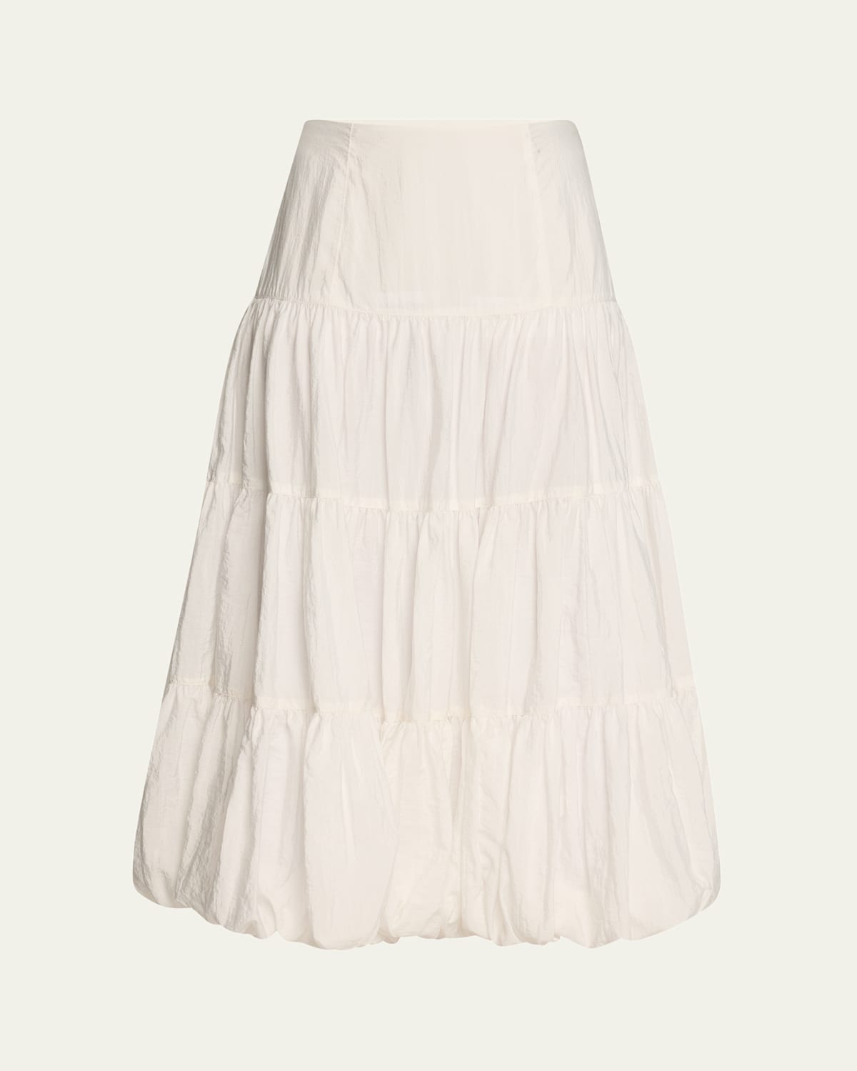 CINQ À SEPT PYPER TIERED BUBBLE-HEM MIDI SKIRT 
