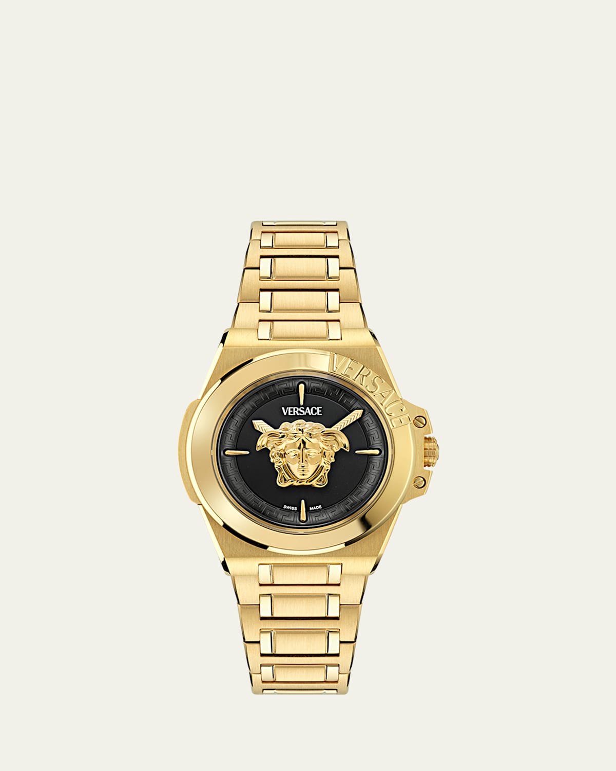 37mm Versace Hera Watch with Bracelet strap, Yellow Gold/Black