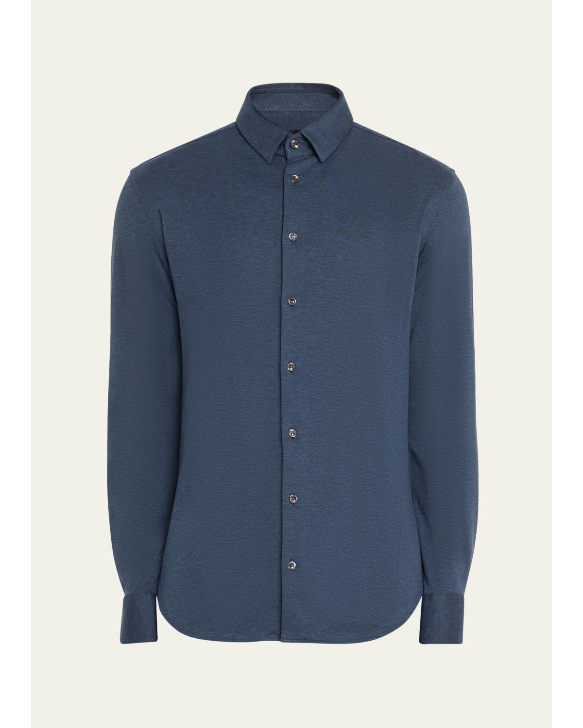 Men'S Solid Cotton Stretch Sport Shirt