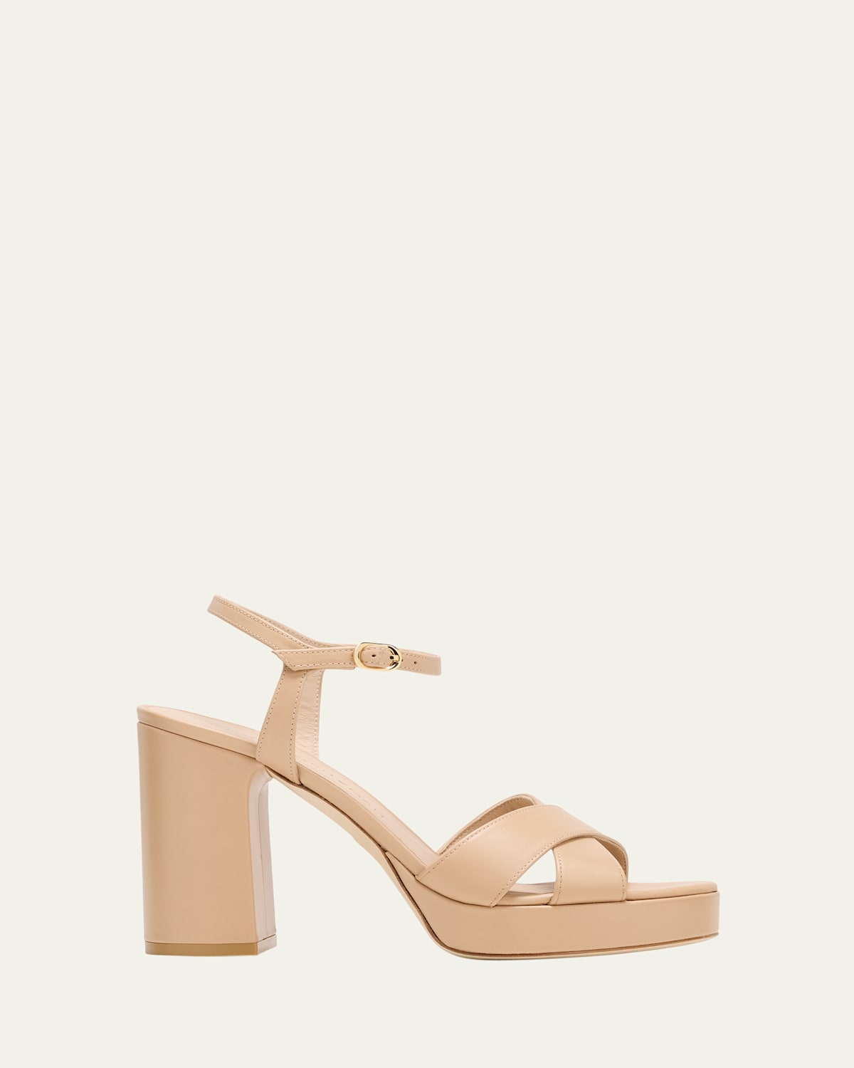 Stuart Weitzman Dayna Leather Crisscross Platform Sandals In Black