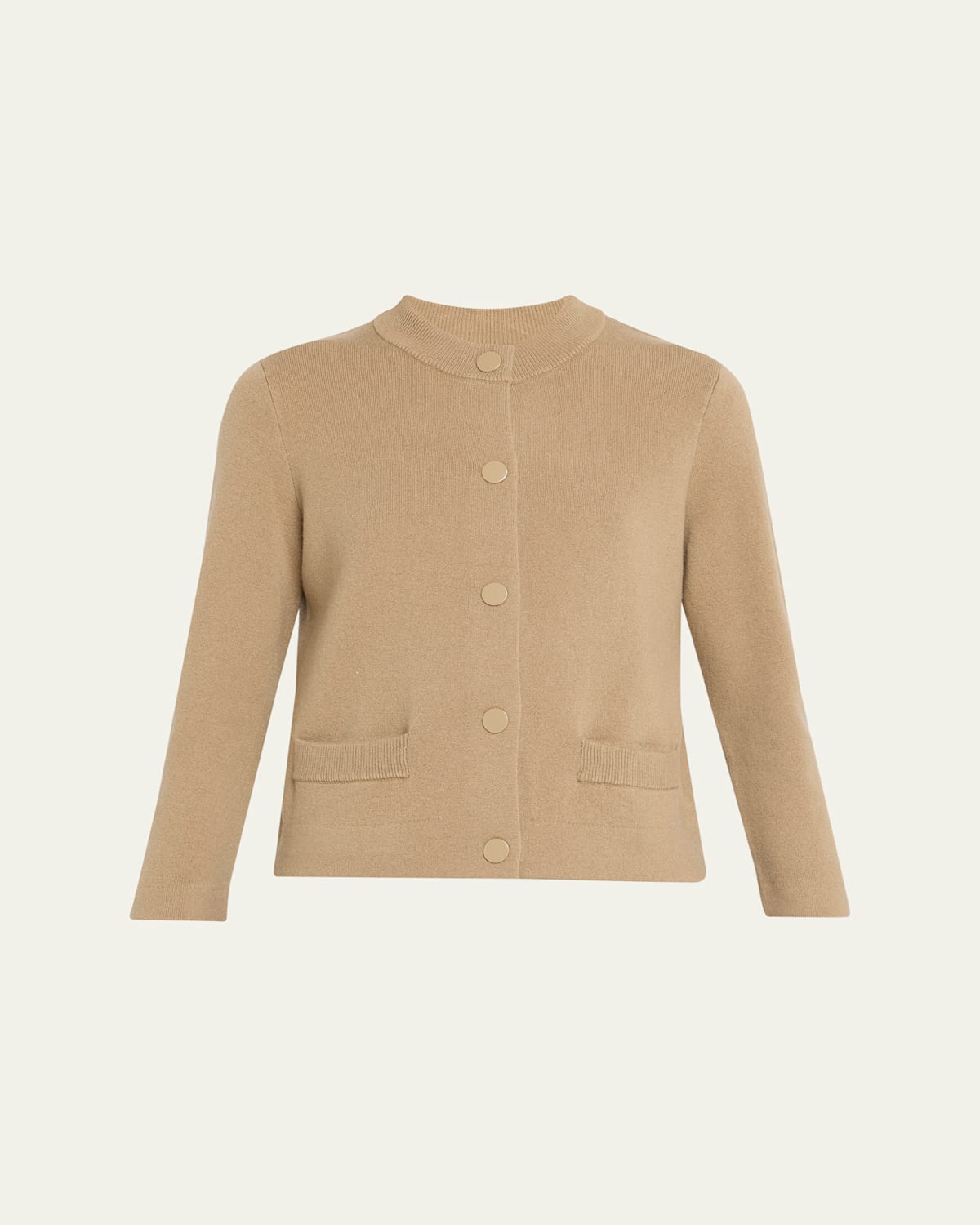 Vince Wool And Cashmere Shrunken Snap Cardigan In Brown