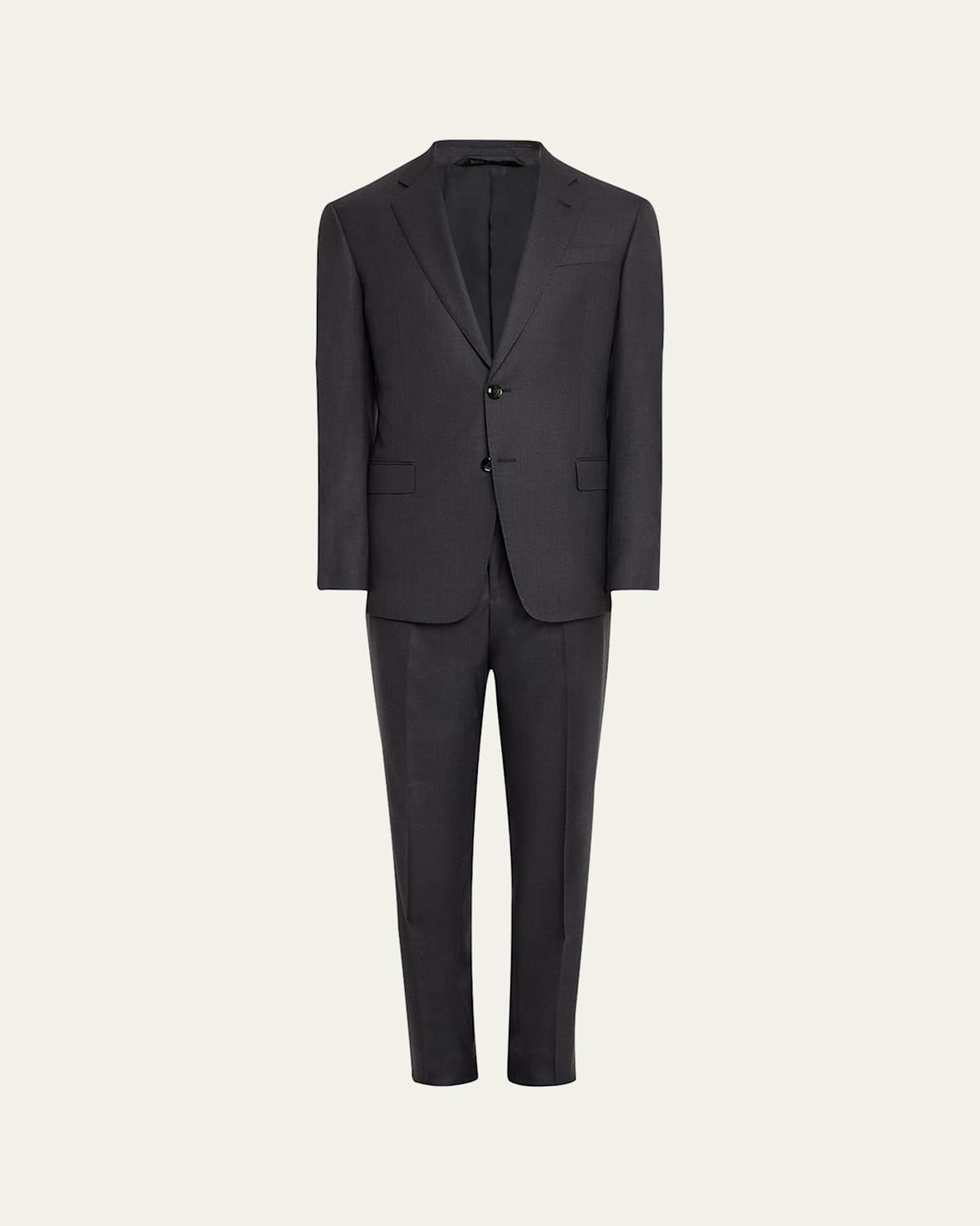 Giorgio Armani Mne's Basic Wool Two-piece Suit In Solid Dark Grey