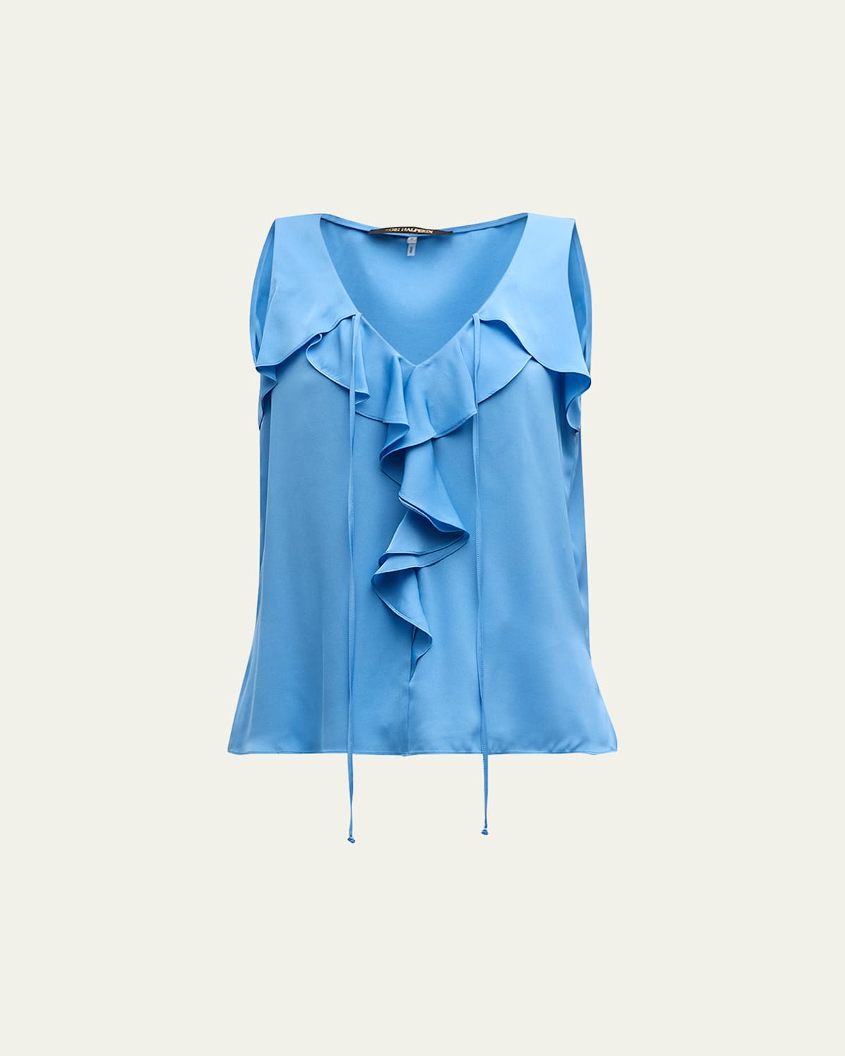 Kobi Halperin Demy Sleeveless Ruffle Blouse In Blue