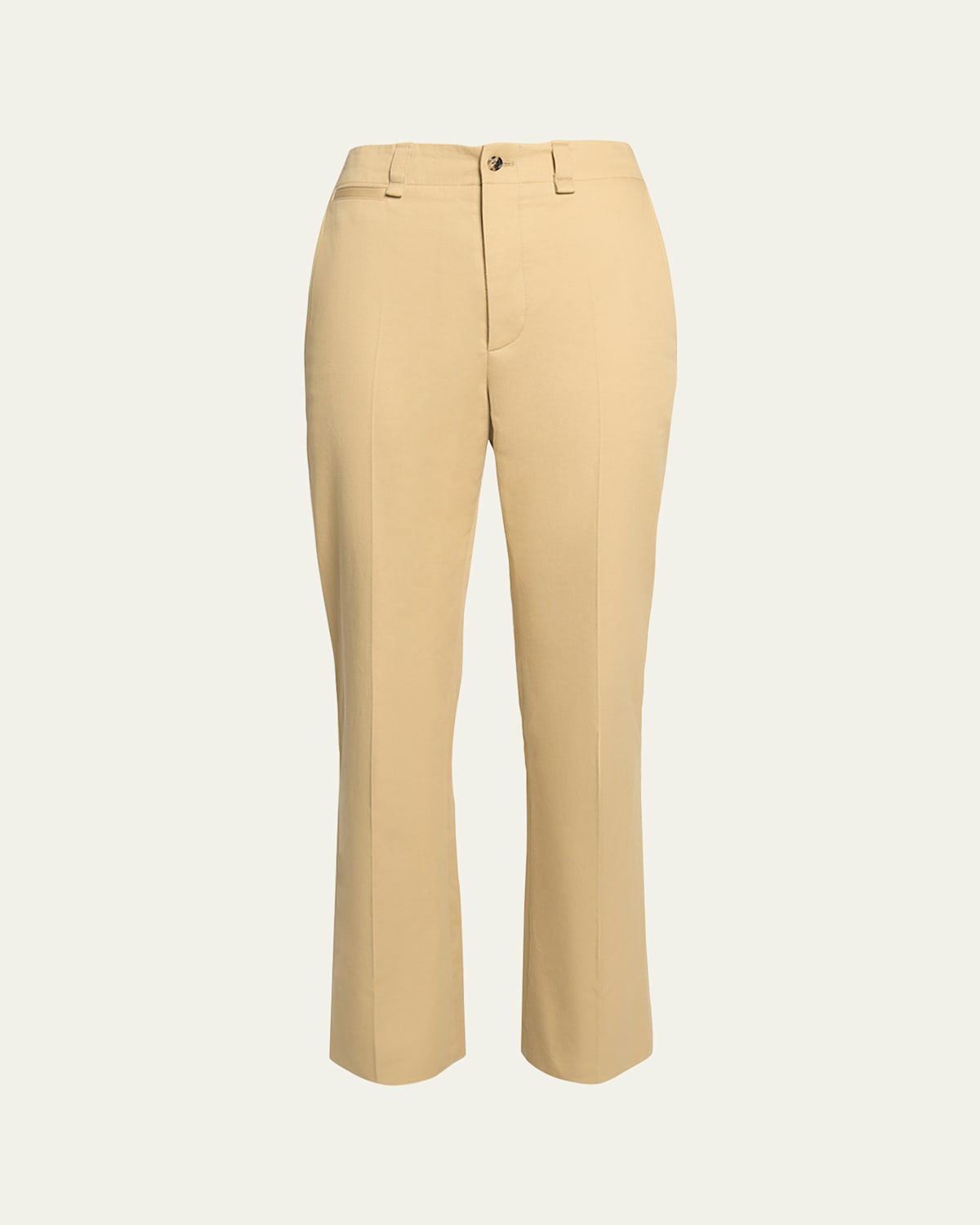 Saint Laurent Mid-rise Straight-leg Ankle Cotton Pants In Neutral