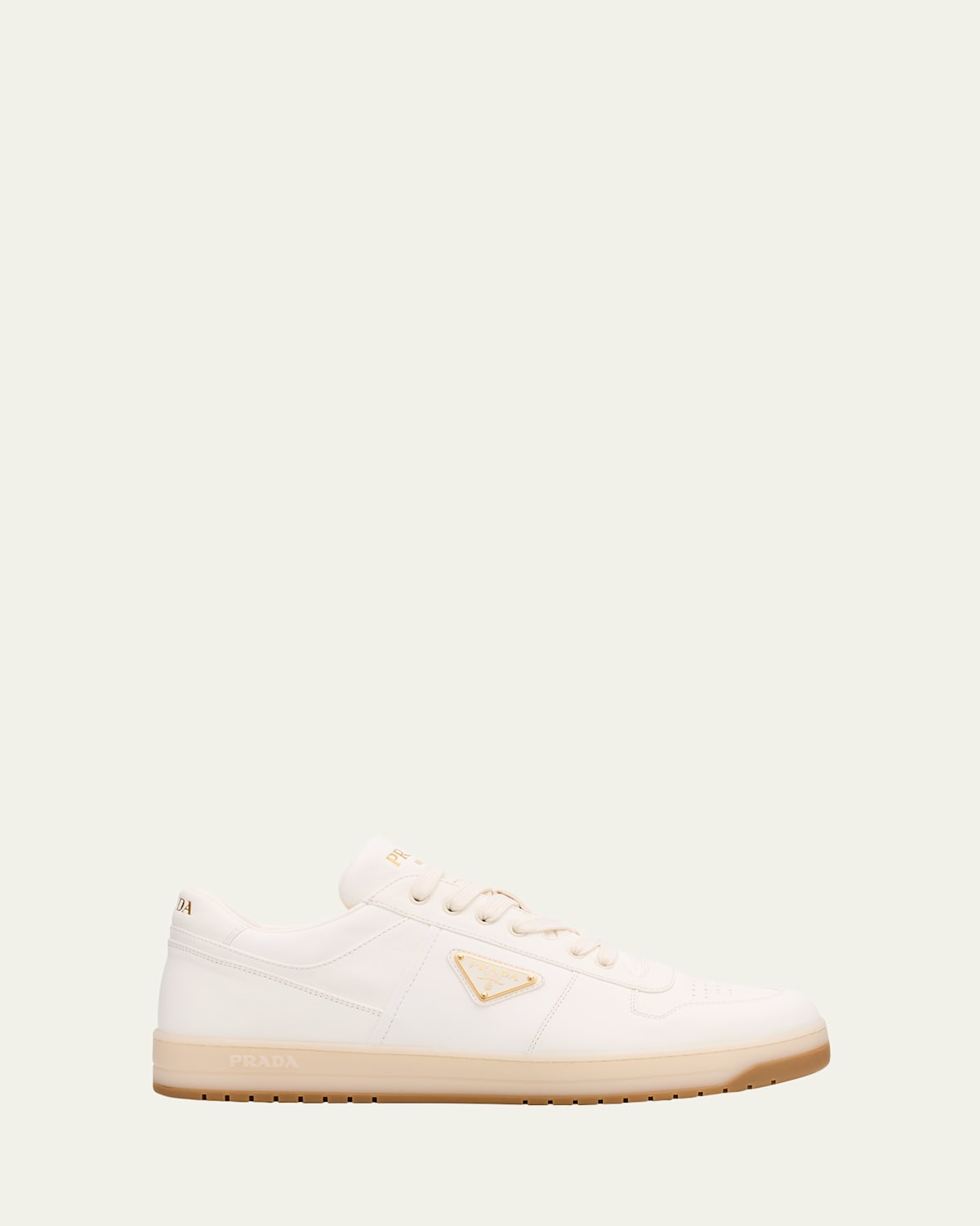 Prada Men's Downtown Napa Leather Low-top Sneakers In White