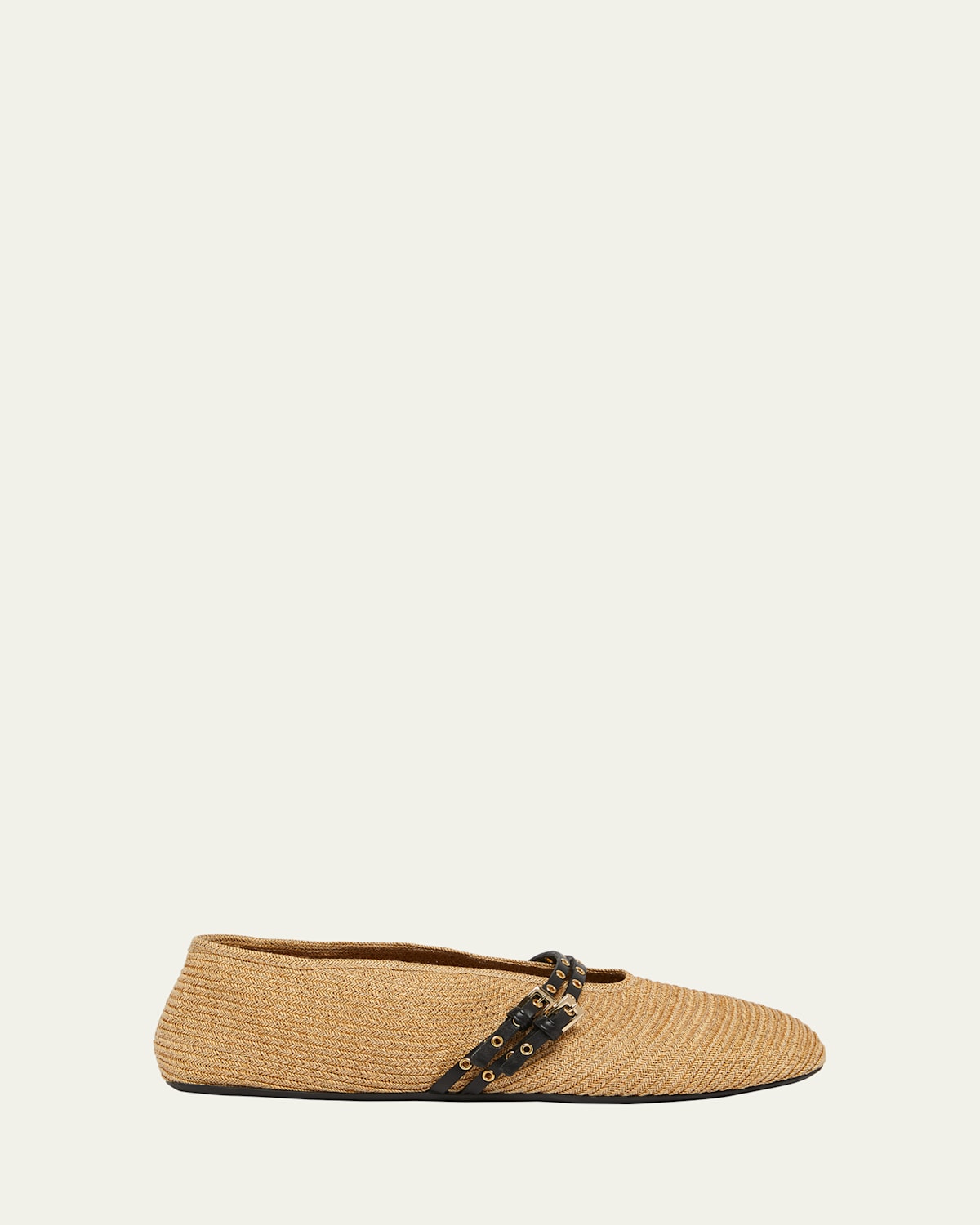 Paper Straw Mary Jane Ballerina Flats
