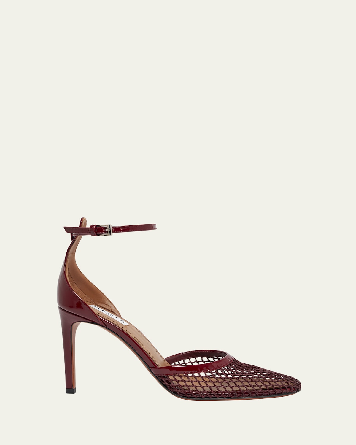 Alaïa Fishnet Patent Ankle-strap Pumps In Red