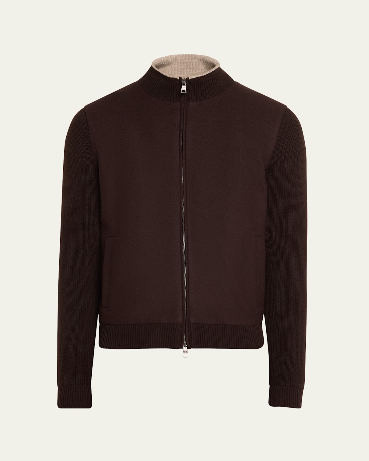 Men's Wool Knit Full-Zip Bomber Jacket