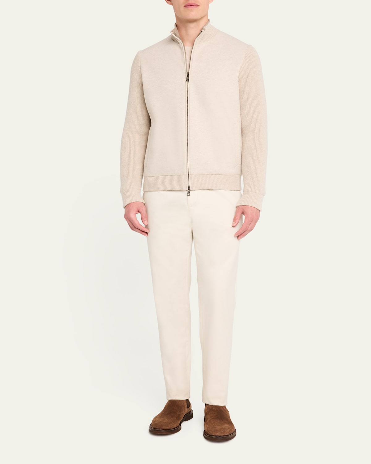 Men's Wool Knit Full-Zip Bomber Jacket