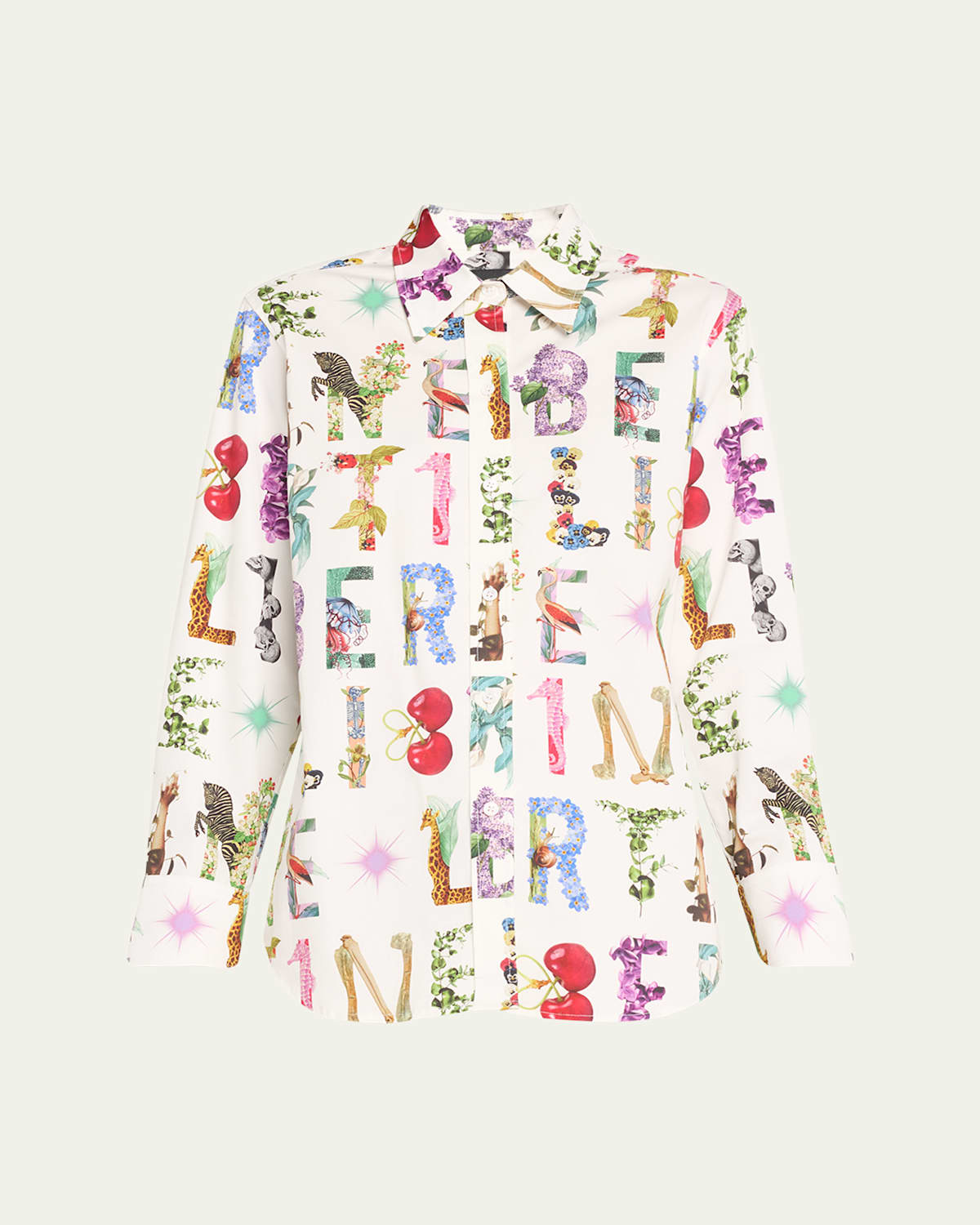 New Classic Button-Front Shirt with Deco Letters