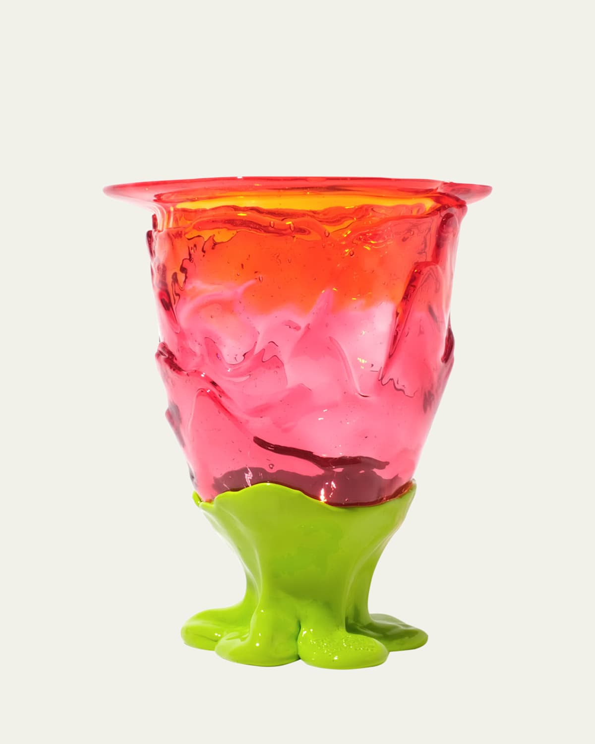 Corsi Flower Medium Resin Vase, 10" Tall In Pers-clear Orangeclear Fuchsia Matt Lime