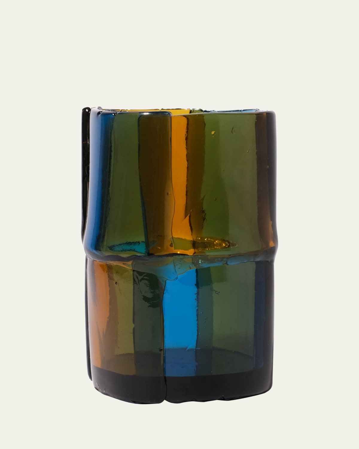 Corsi Bamboo Small Resin Vase, 5" Tall In 781- Cl Ambercl Lgt Blue