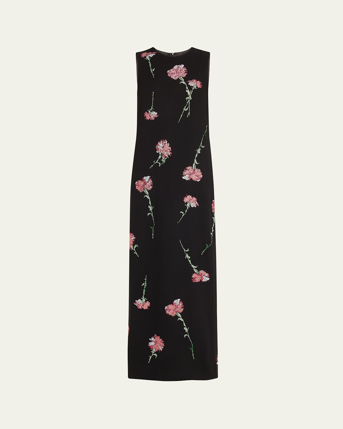 Cecil Beaton Pink Carnation Crystal Long Wool Dress