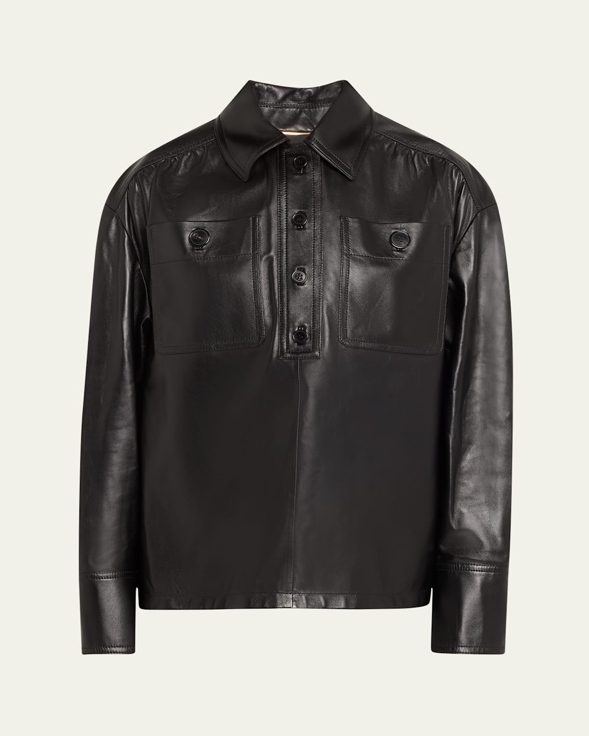 Leather Henley Pullover