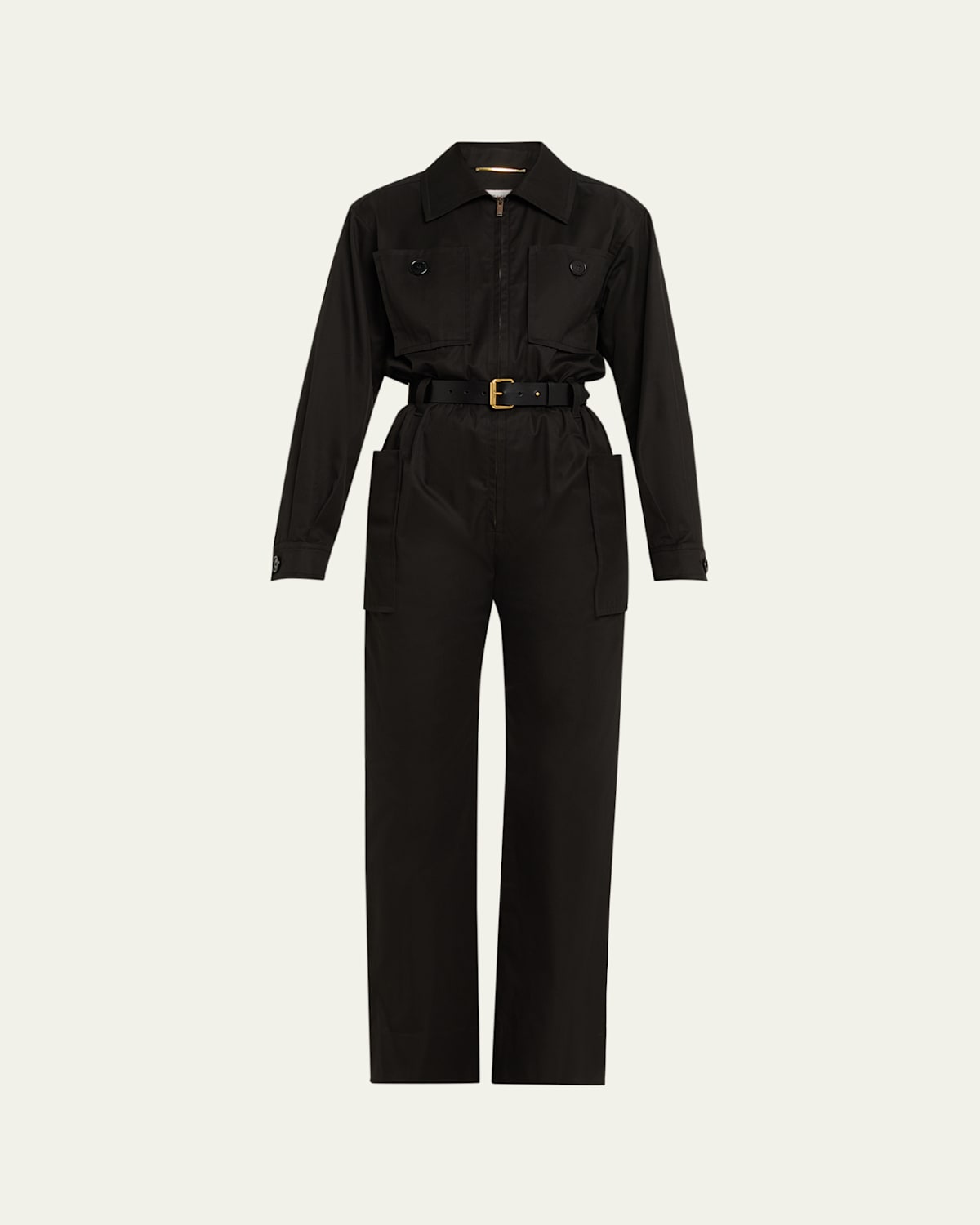 Saint Laurent Cotton Twill Cargo Pocket Jumpsuit In Black