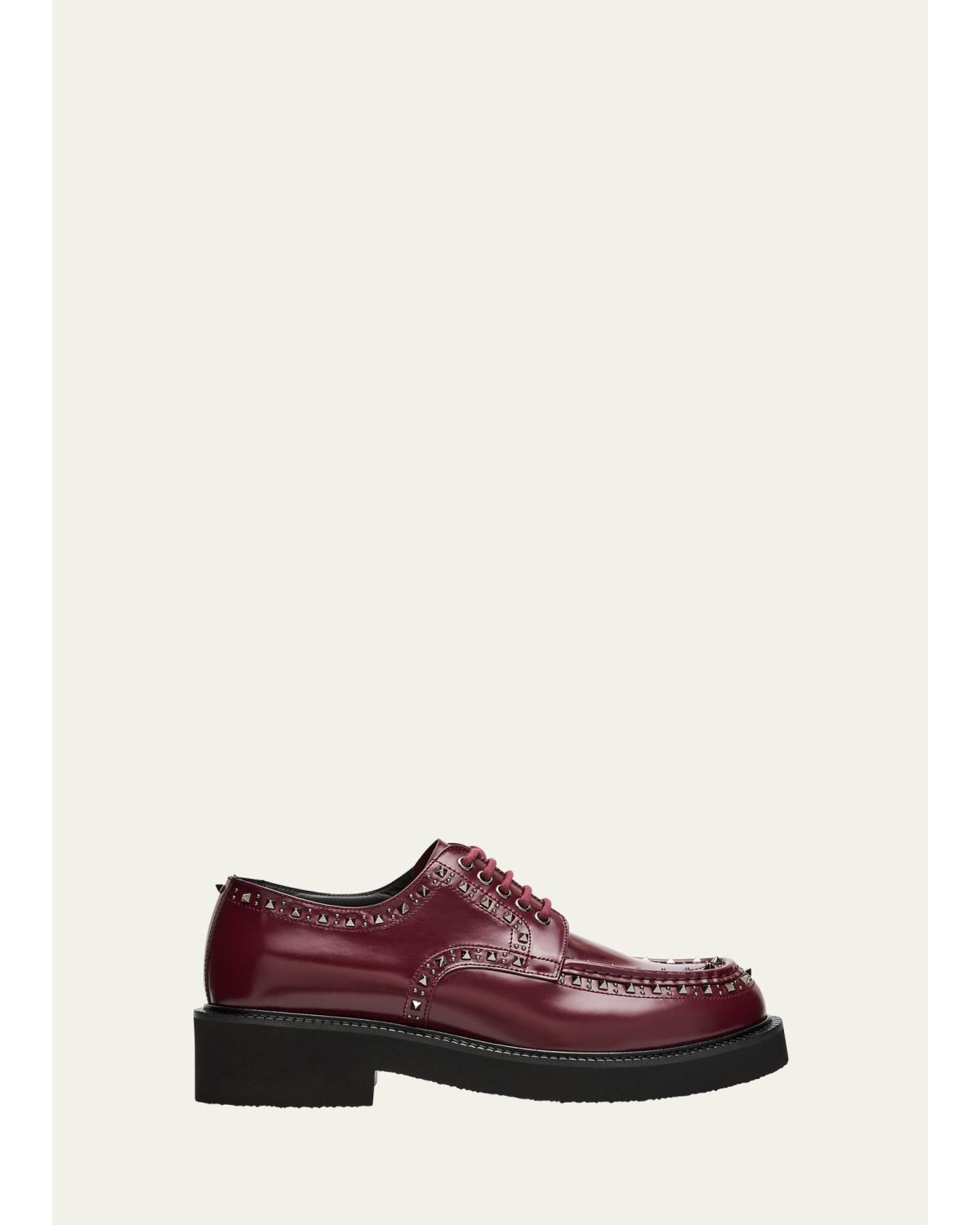 Valentino Men\'s Dark Red Leather Oxfords Valentino Garavani Red Leather Bow Shoes With 2.5 main image 2