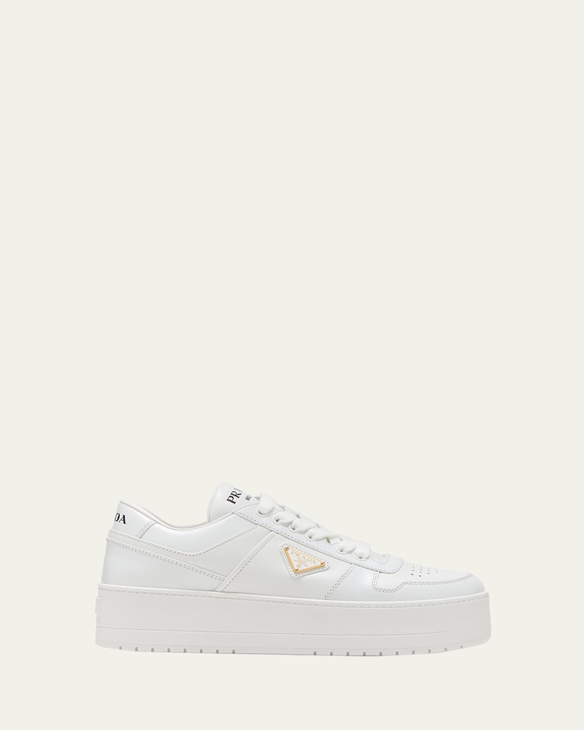 Prada Downtown Leather Low-top Sneakers In Bianco