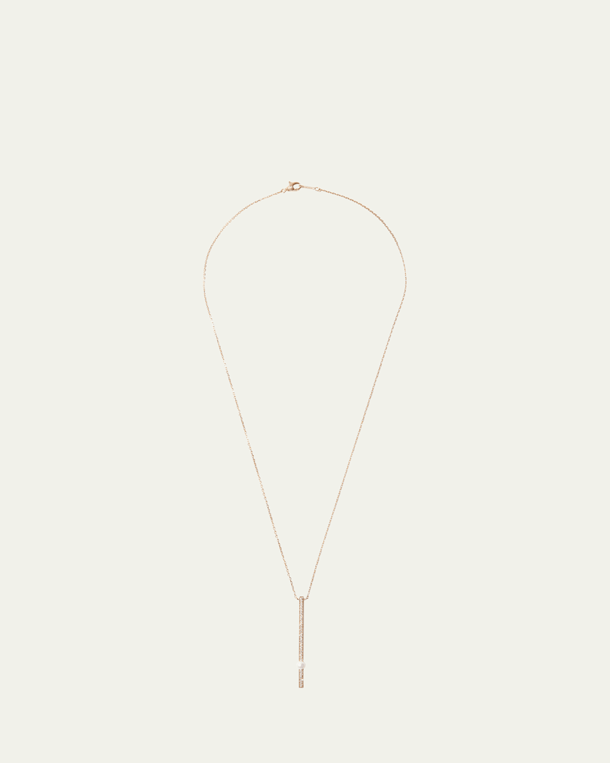 Mizuki 14K Yellow Gold Vertical Diamond Bar Necklace with Freshwater Pearl, 20"L