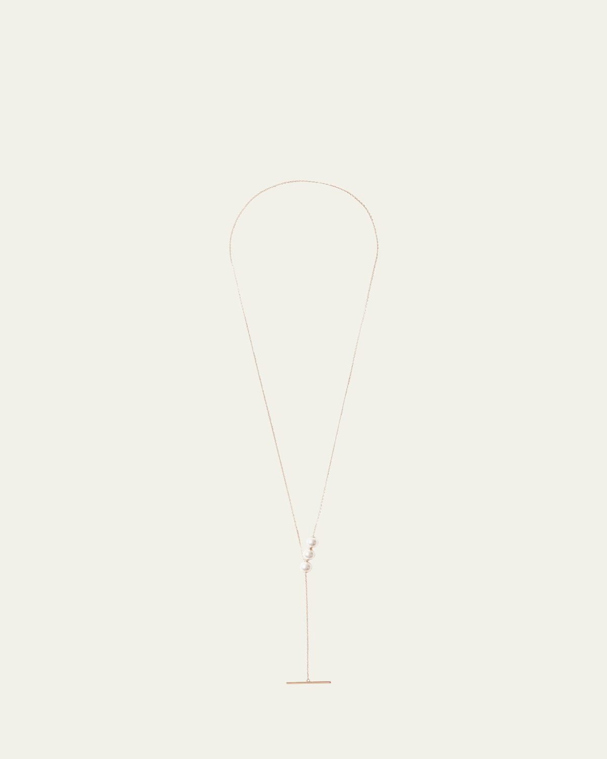 14K Yellow Gold Necklace with 3 Pearl Slider Bar
