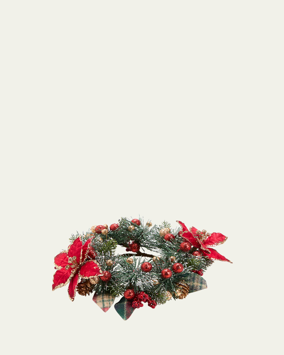 4" Regal Poinsettia Candle Ring Christmas Wreath