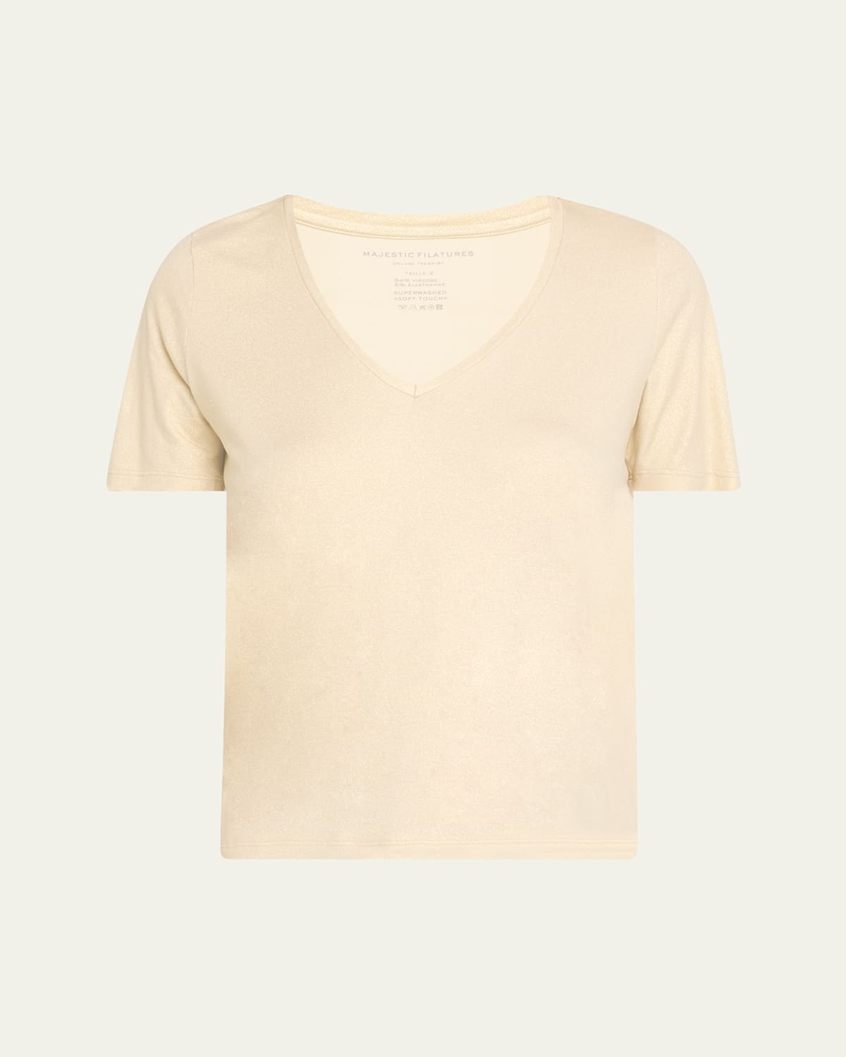 MAJESTIC SOFT TOUCH V-NECK SHIMMER JERSEY T-SHIRT 