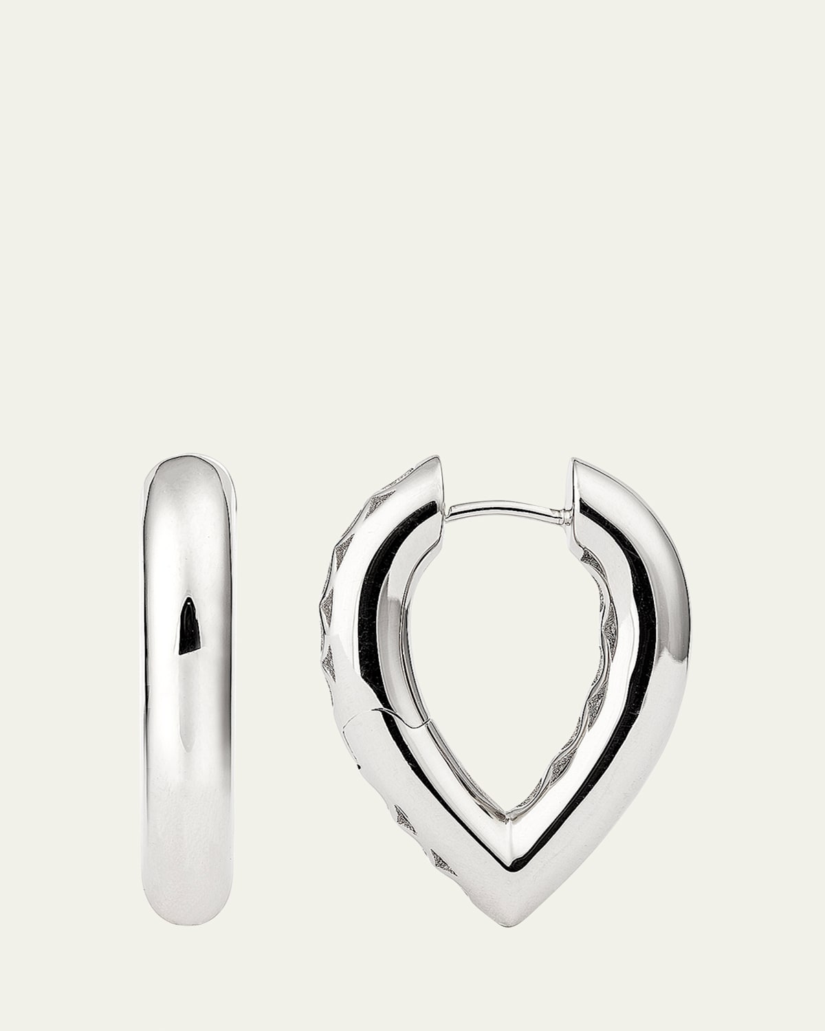 18k White Gold Drop Link Earrings, 25 mm