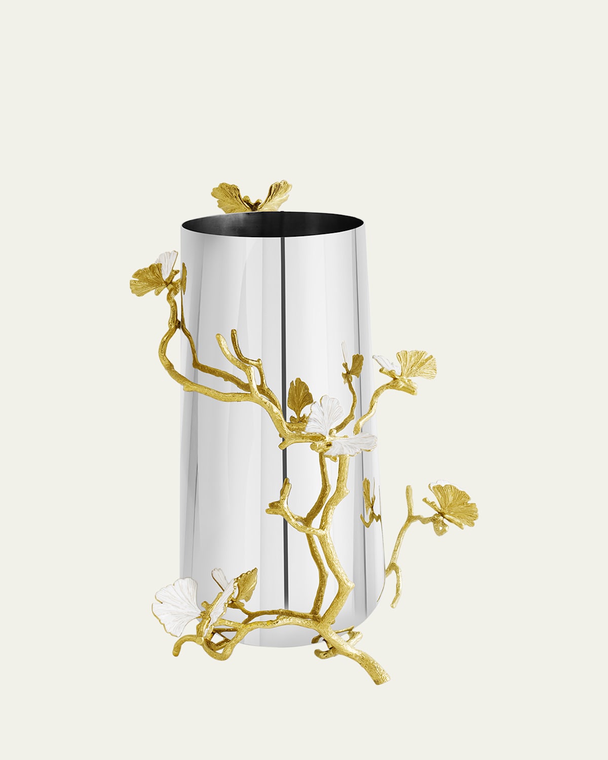 Michael Aram Butterfly Ginkgo White And Gold Large Vase In White And Gold