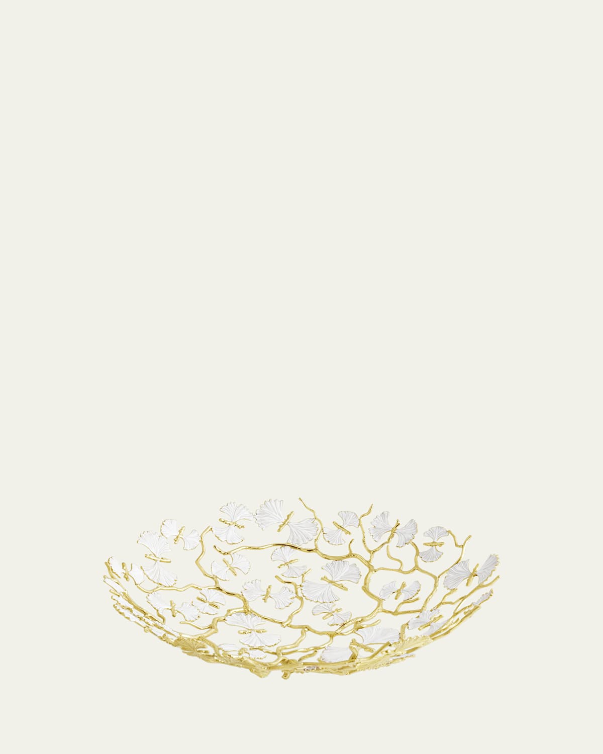 Michael Aram Butterfly Ginkgo White And Gold Centerpiece Bowl In White And Gold