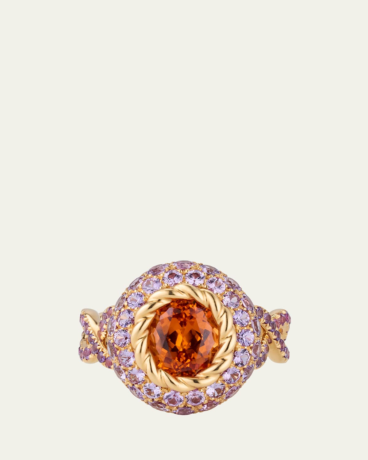 18K Yellow Gold Orange Blossom Ring with Garnet and Sapphires