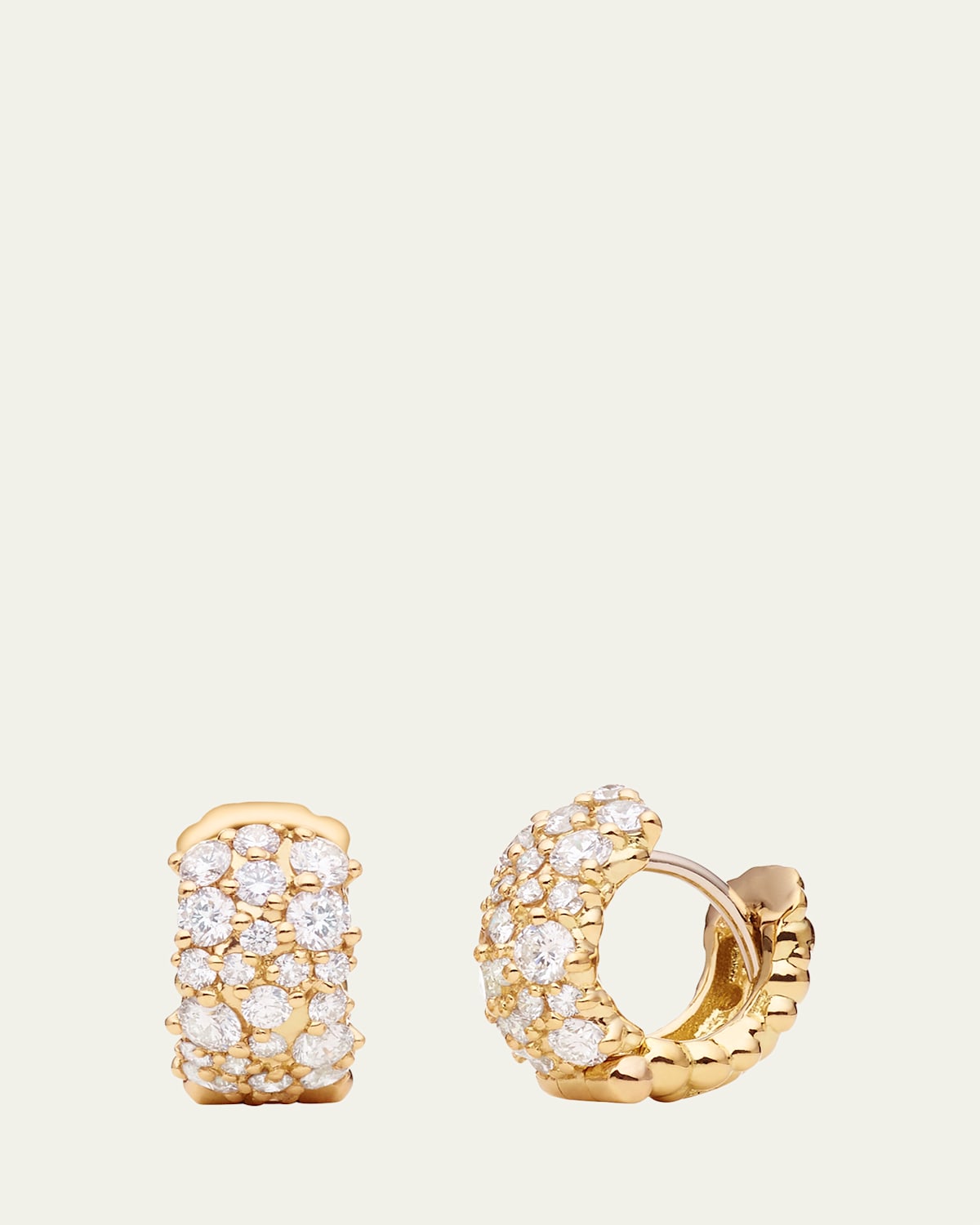 18K Yellow Gold Small Confetti Diamond Hoop Earrings