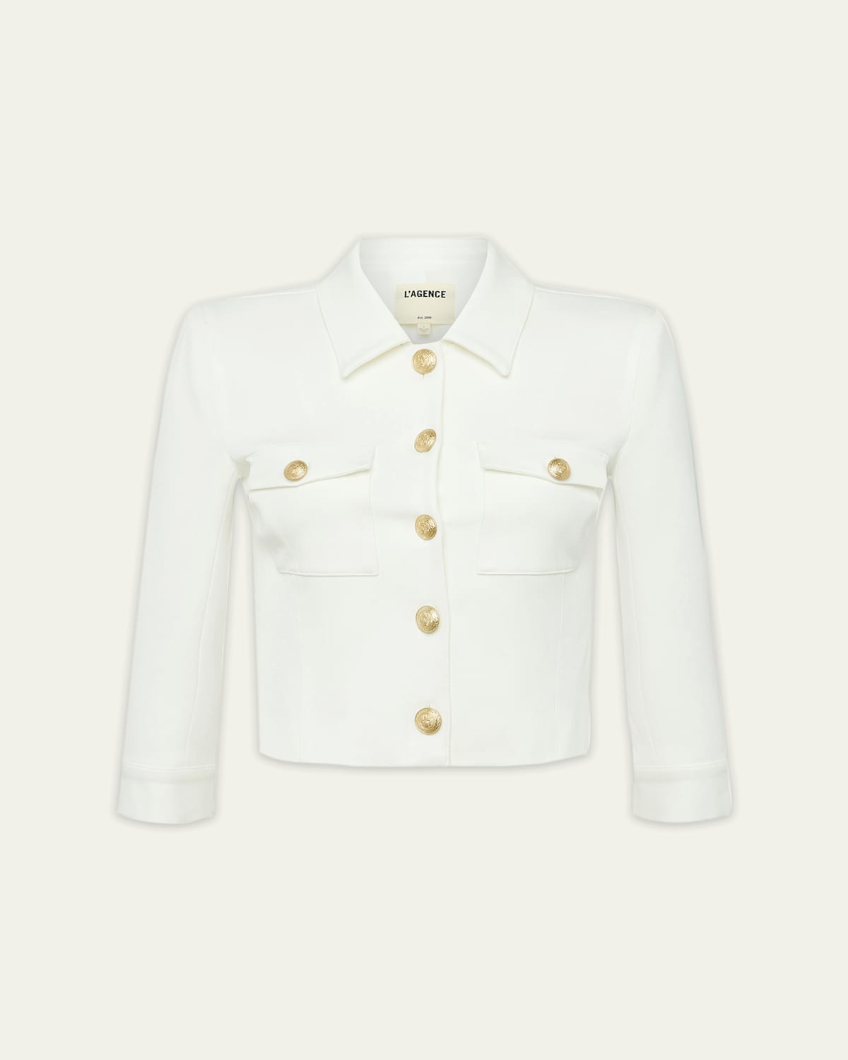 L Agence Kumi Cropped Fitted Jacket In Black