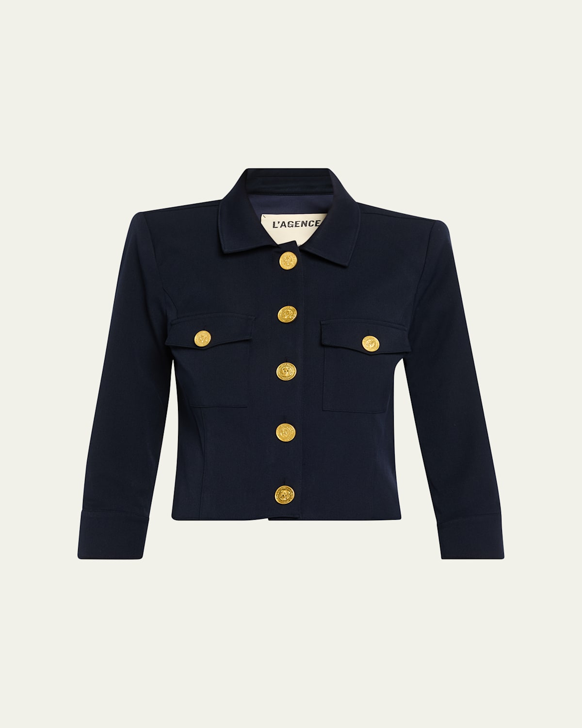 L'agence Kumi Cropped Fitted Jacket In Blue