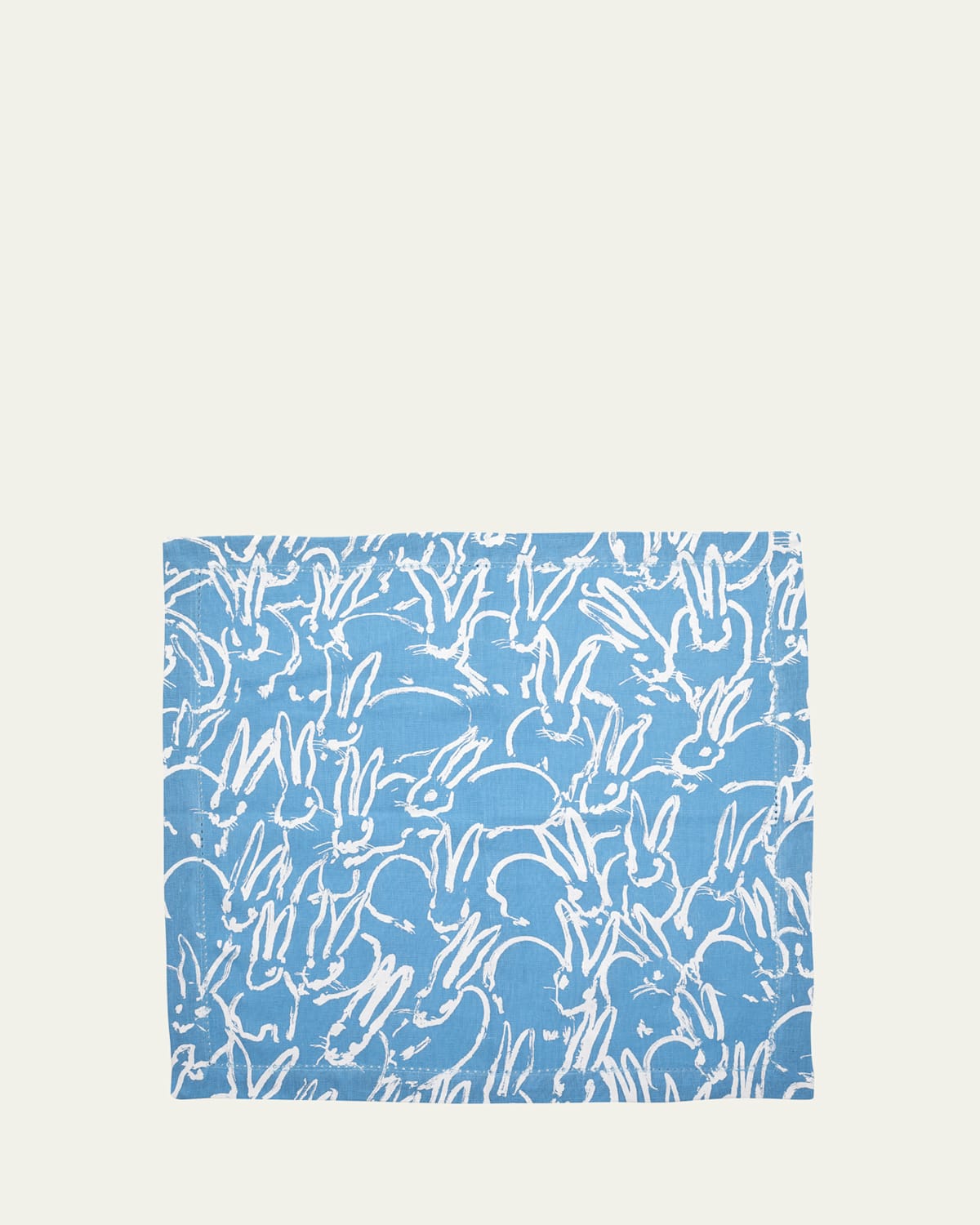 Hunt Slonem Fluffle Khadi Printed Linen Dinner Napkin, 20 X 20 In Blue