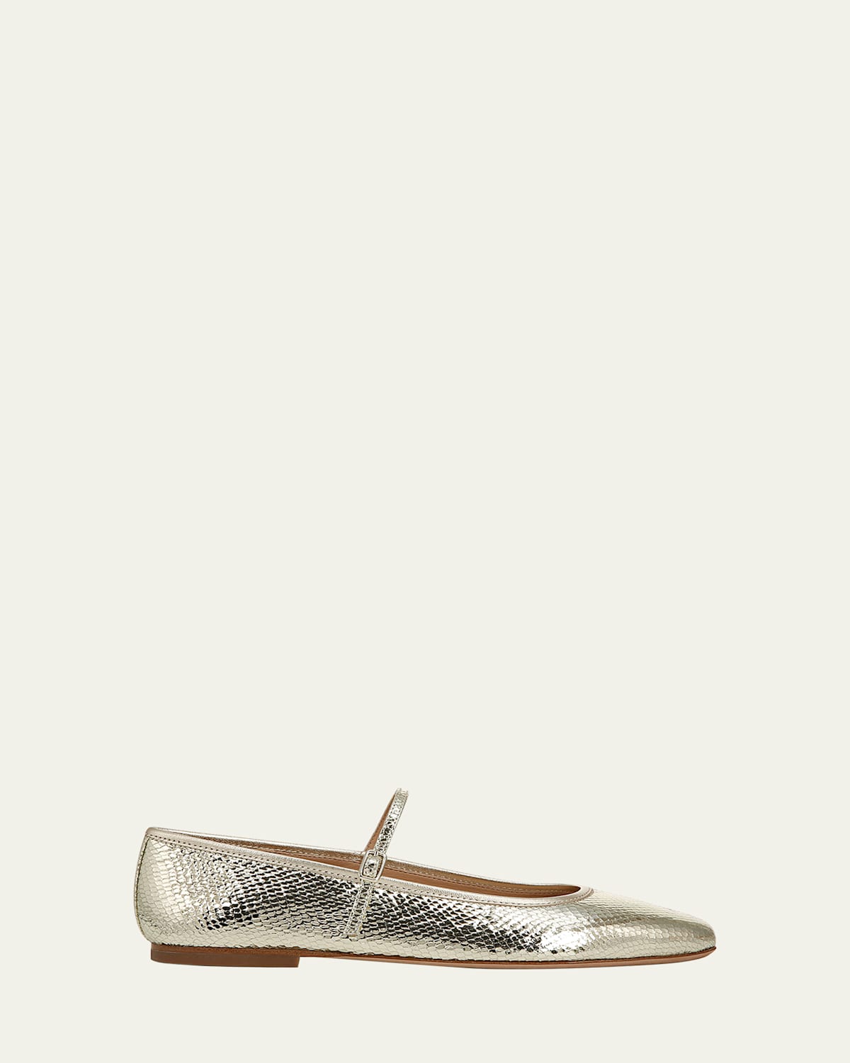 Veronica Beard Ellie Snake-embossed Mary Jane Ballerina Flats In Platinum