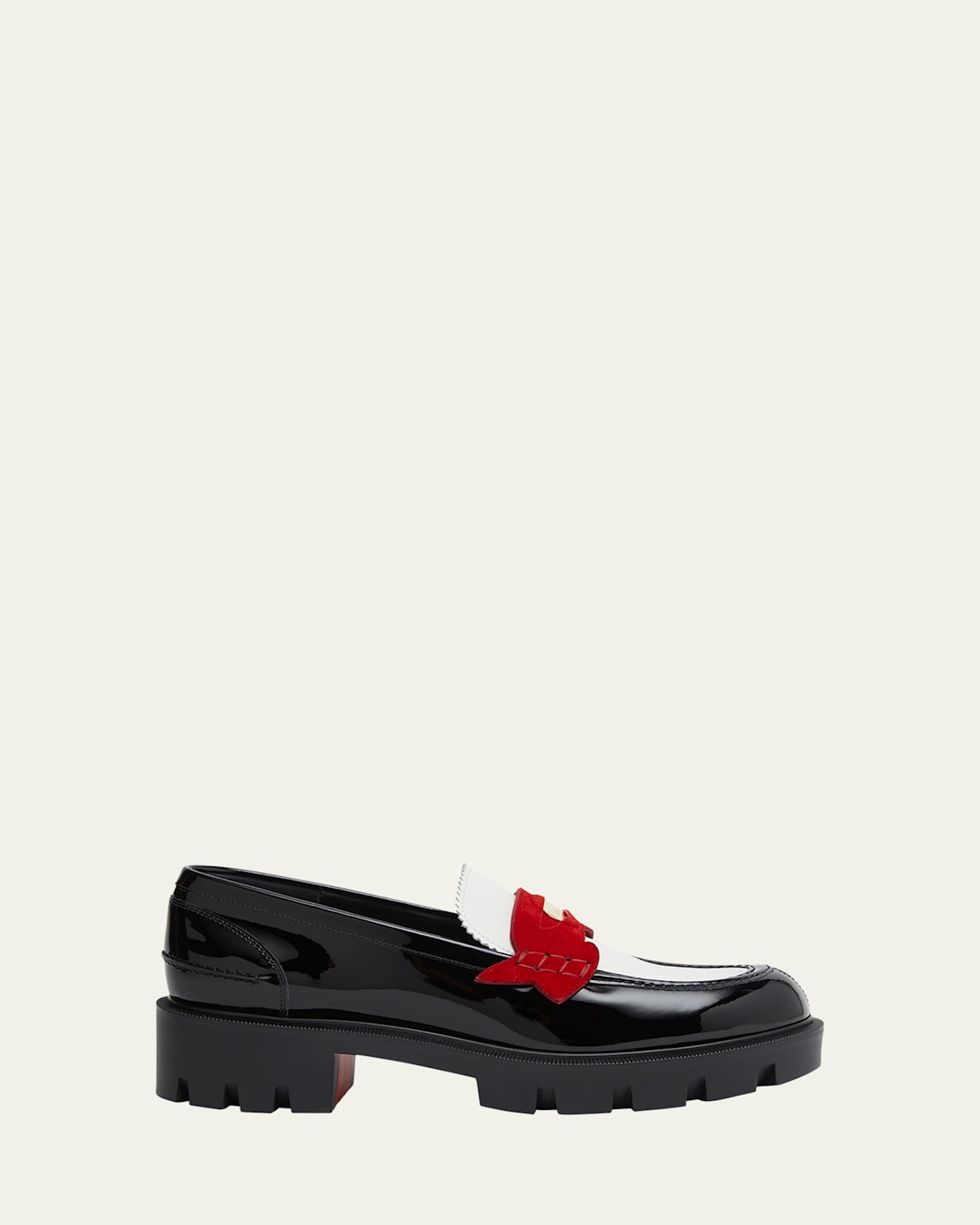 Donna Tricolor Red Sole Penny Loafers