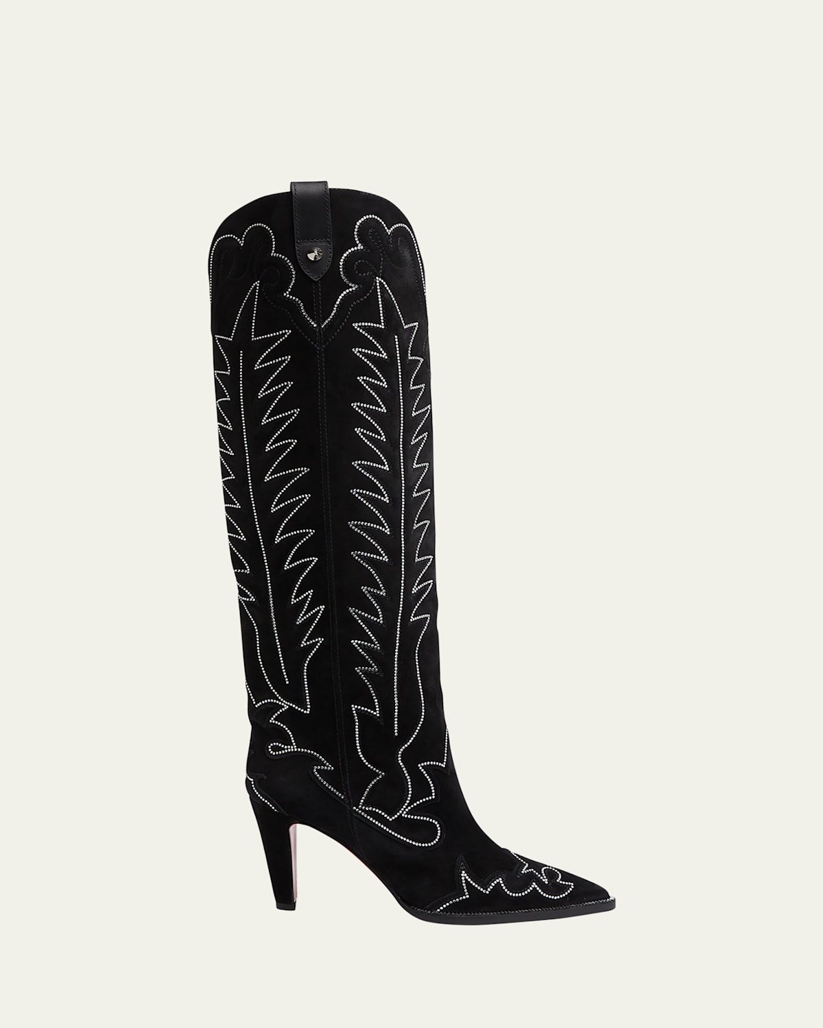 Santia Suede Strass Knee-High Red Sole Western Boots