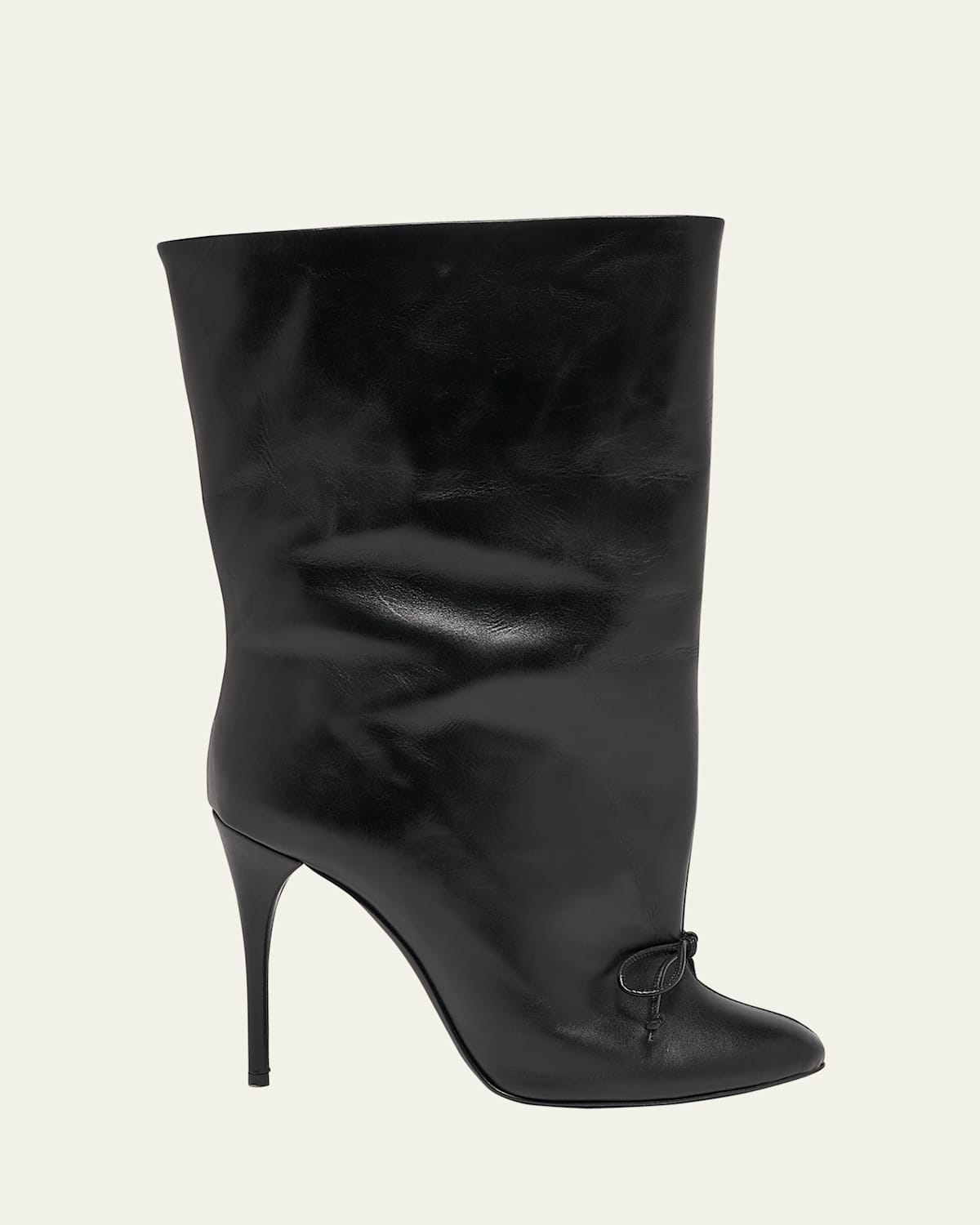Calfskin Bow Stiletto Ankle Booties