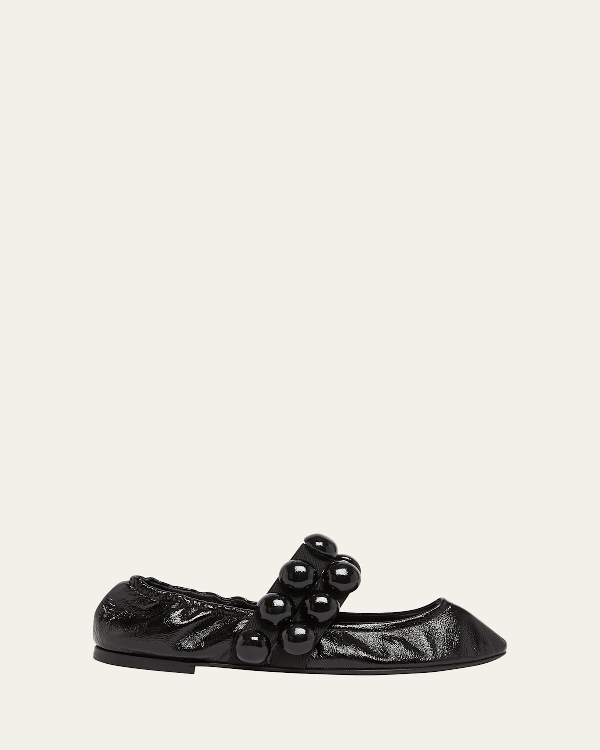 Bubble Strap Leather Ballerina Flats