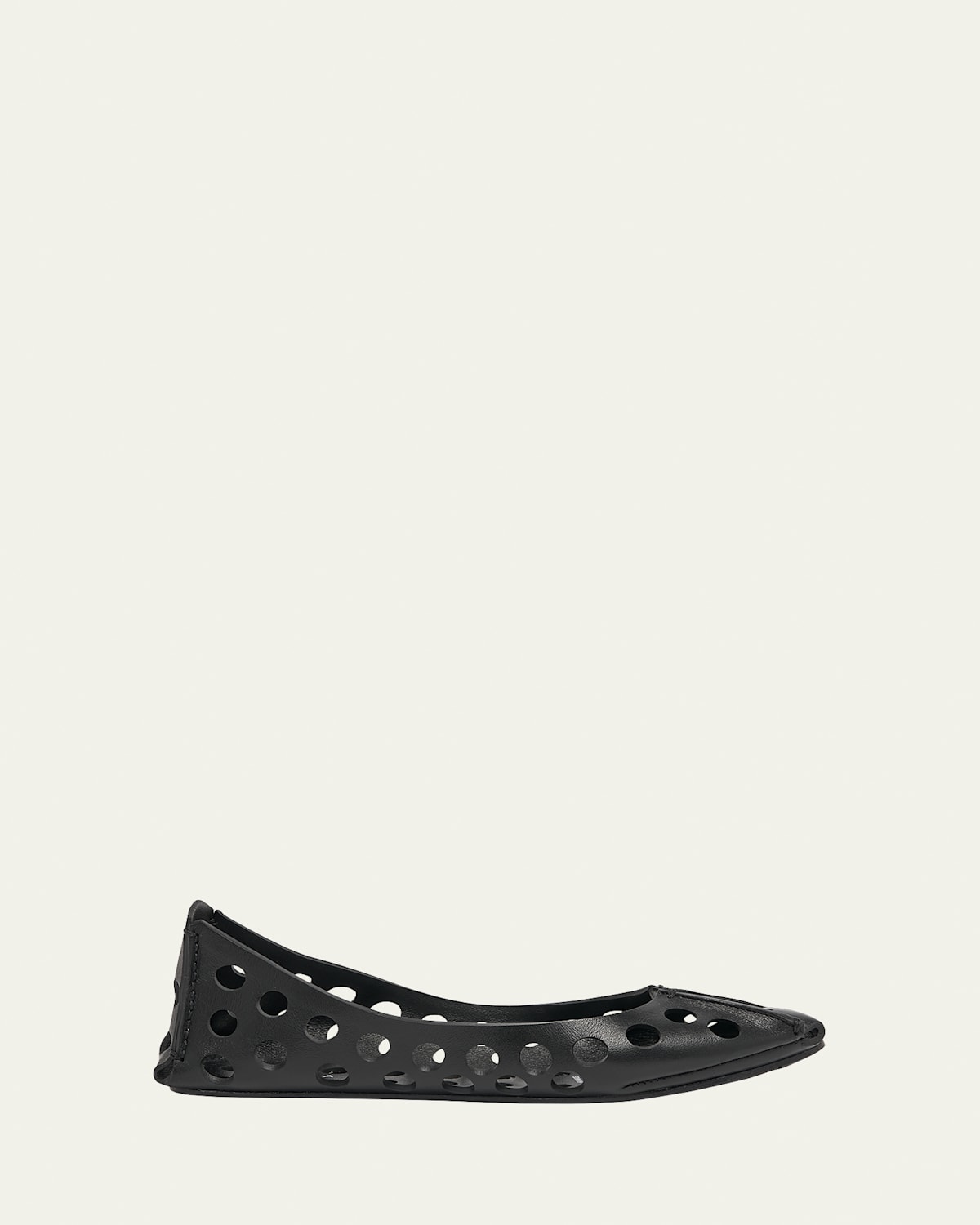 Shop Alaïa Perforated Leather Ballerina Flats In Noir