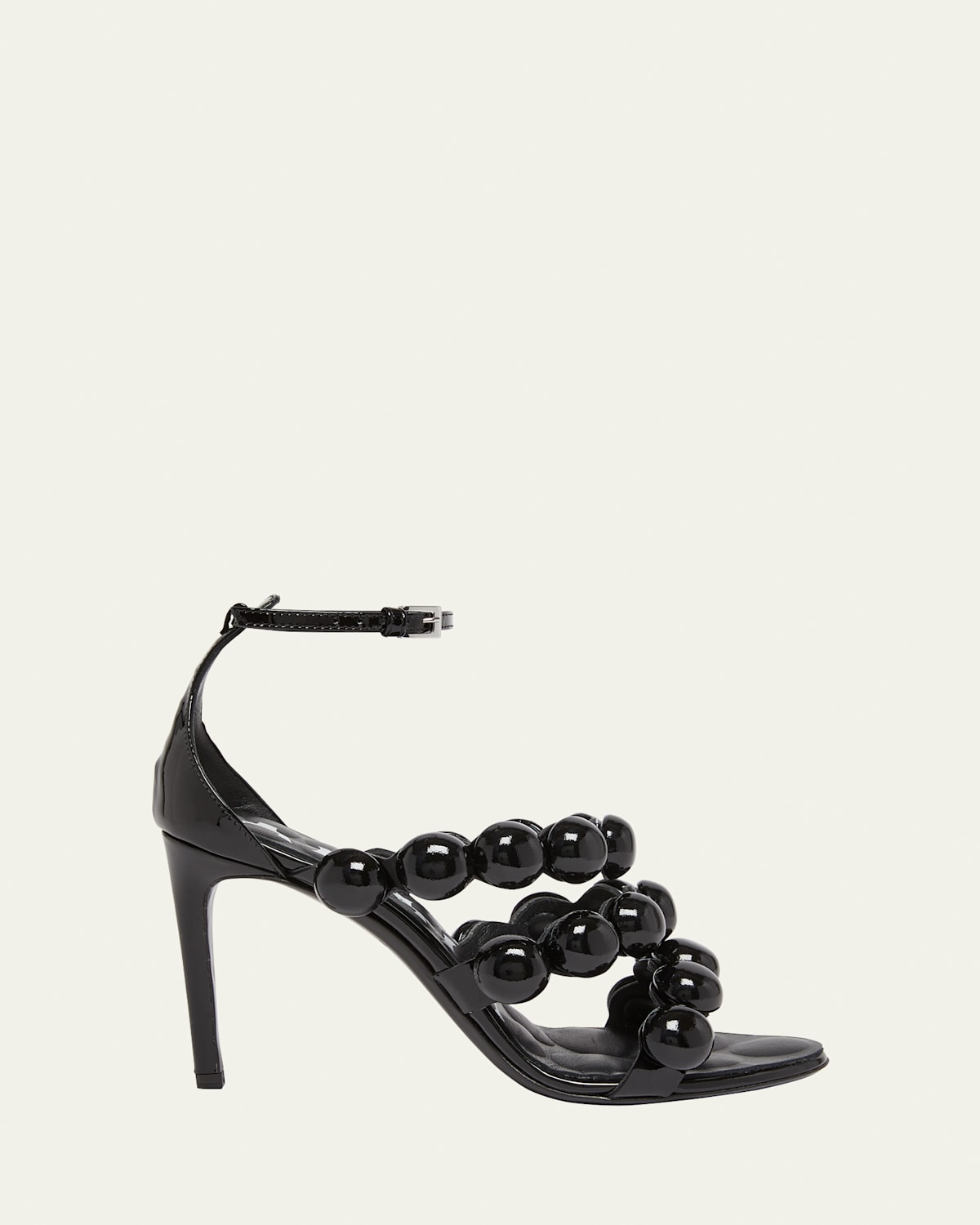 Patent Bubble Ankle-Strap Sandals