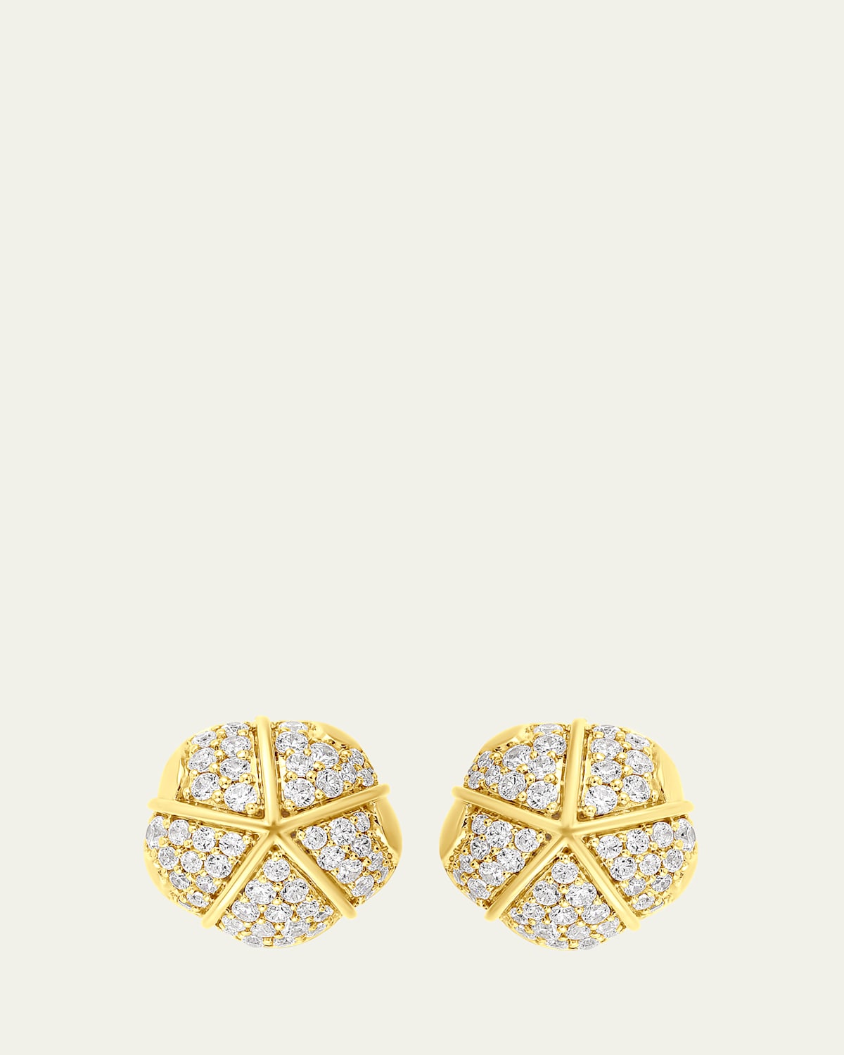 18K Yellow Gold Terra Nova Grande Pave Stud Earrings with White Diamonds
