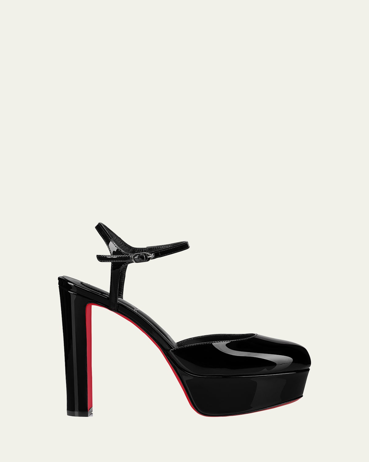 Christian Louboutin Loo Patent Red Sole Platform Pumps In Black