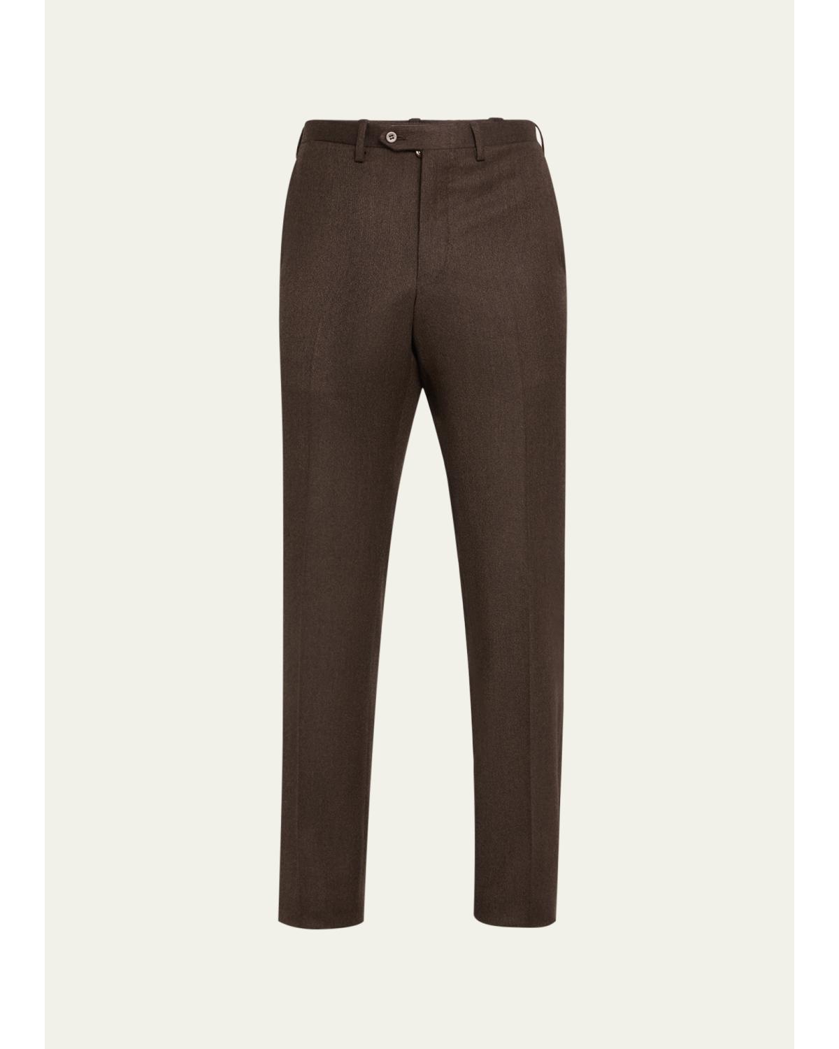 Men'S Textured Brown Suit Trousers