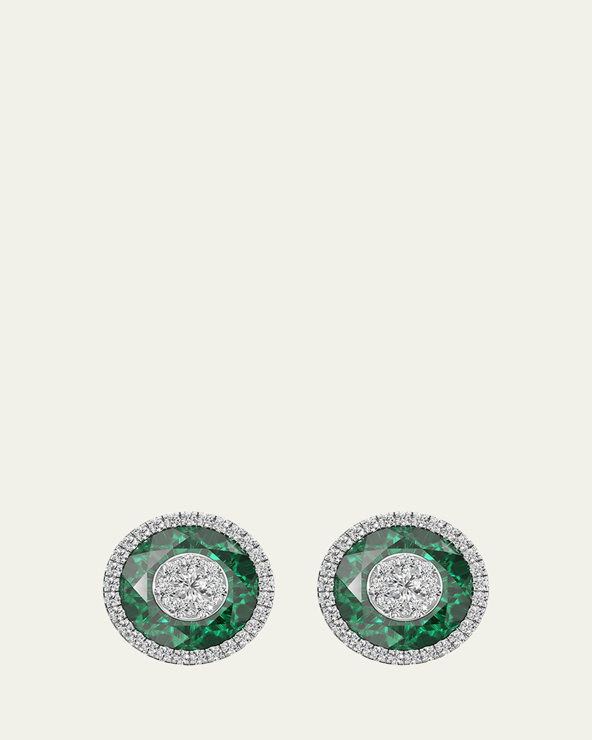 18K White Gold 10mm Halo Stud Earrings with Diamonds