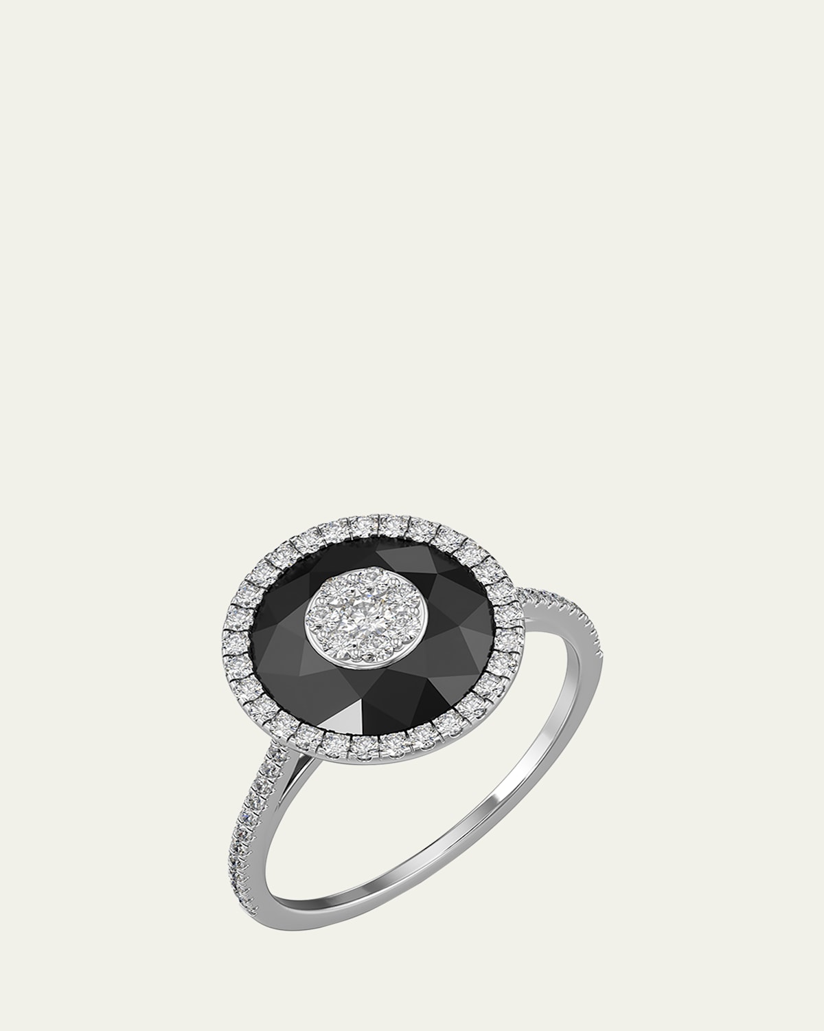 18K White Gold 10mm Halo Ring with Diamonds, Size 6.5