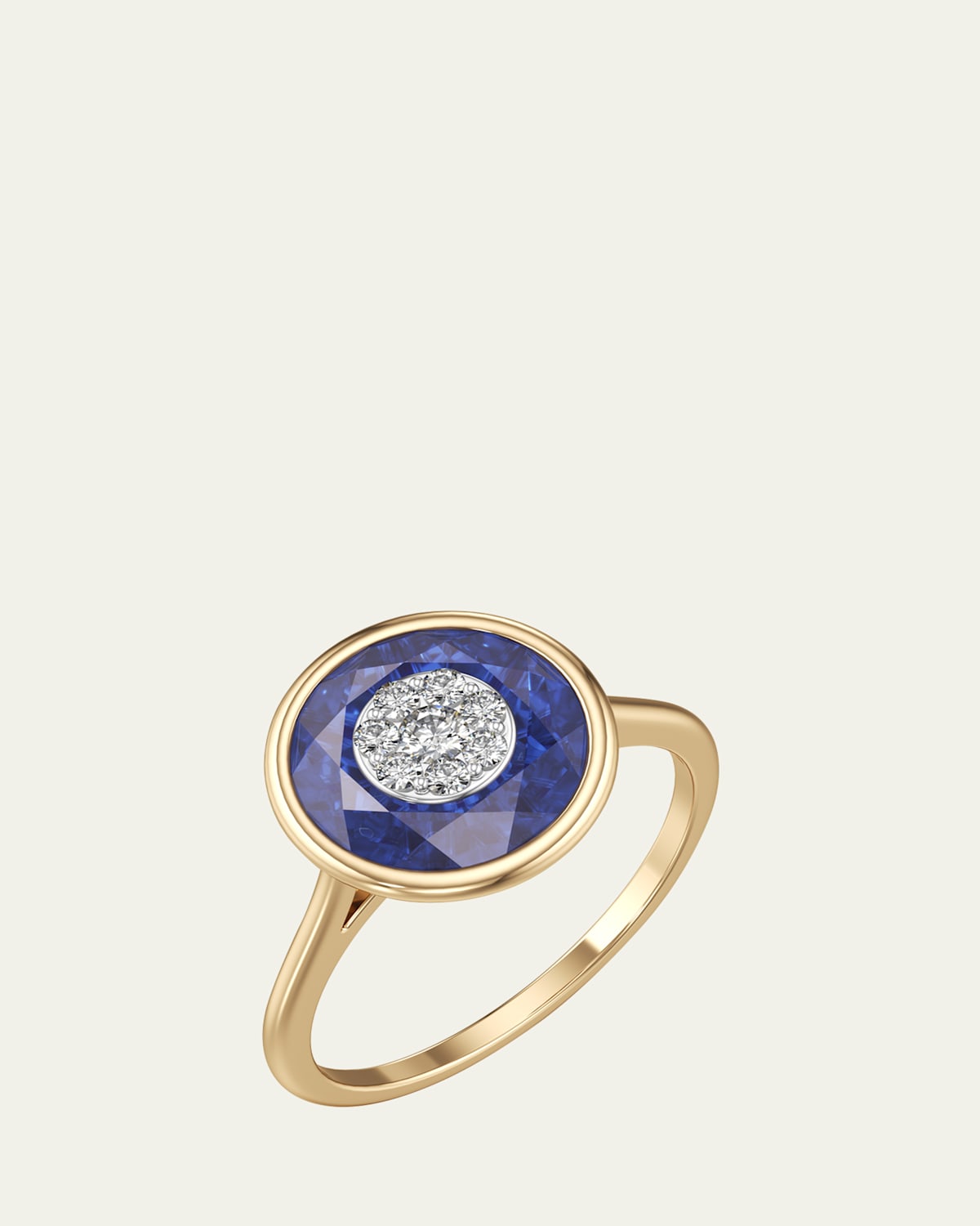 18K Fusion Stone and Brilliant Diamond Ring, Size 6.5