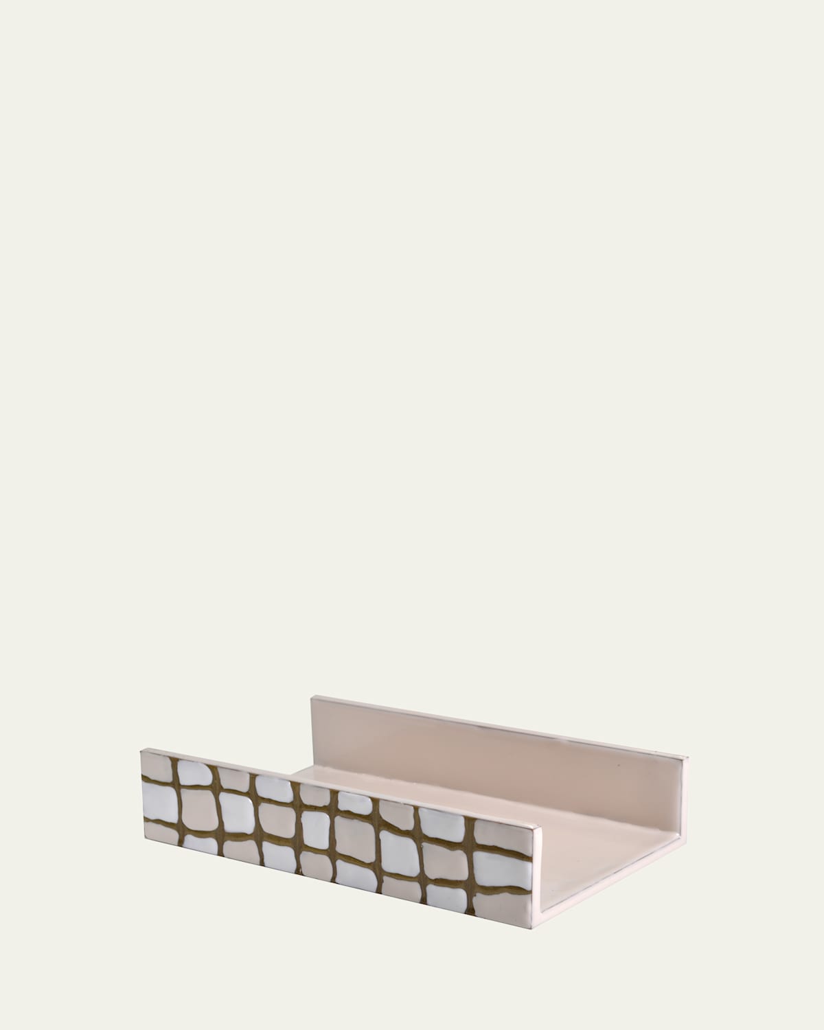 Mike & Ally Quattro Flat Towel Holder In Oatmeal/ Ecru/ Gold