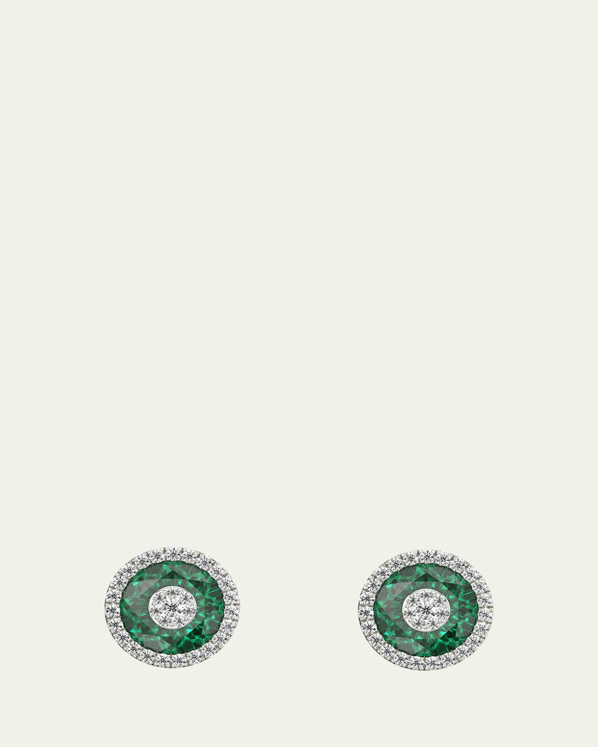 18K White Gold 7mm Halo Stud Earrings with Diamonds