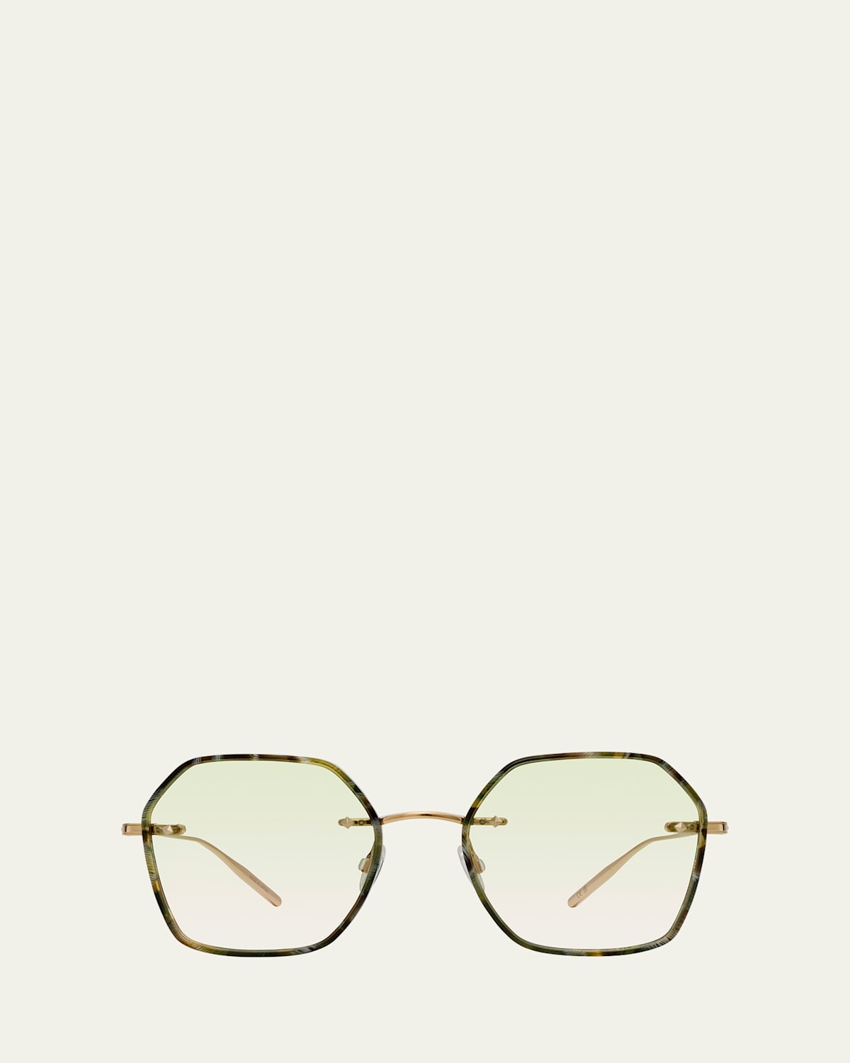 Barton Perreira Rhonda Patterned Titanium & Acetate Square Sunglasses In Rhonda (rimless) Gold / Jamrock Tortoise / Mint (ar)